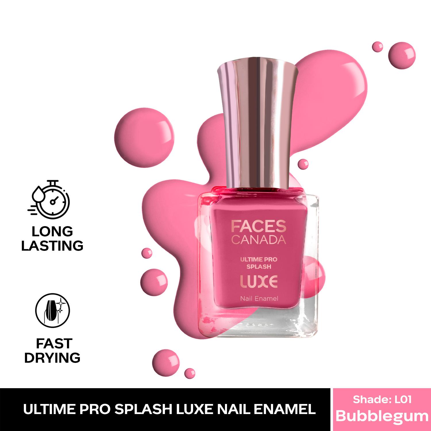 Faces Canada | Faces Canada Ultime Pro Splash Luxe Nail Enamel - Bubblegum (L01), Glossy Finish (12 ml)