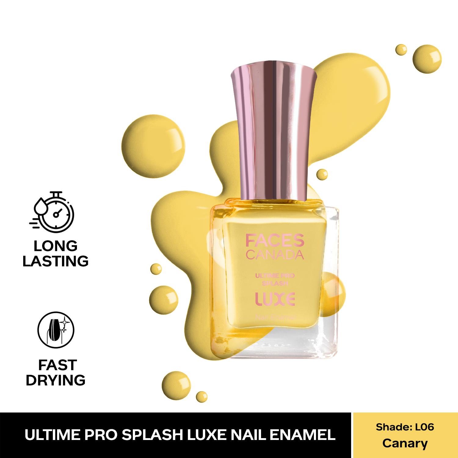 Faces Canada | Faces Canada Ultime Pro Splash Luxe Nail Enamel - Canary (L06), Glossy Finish, Quick Drying (12 ml)