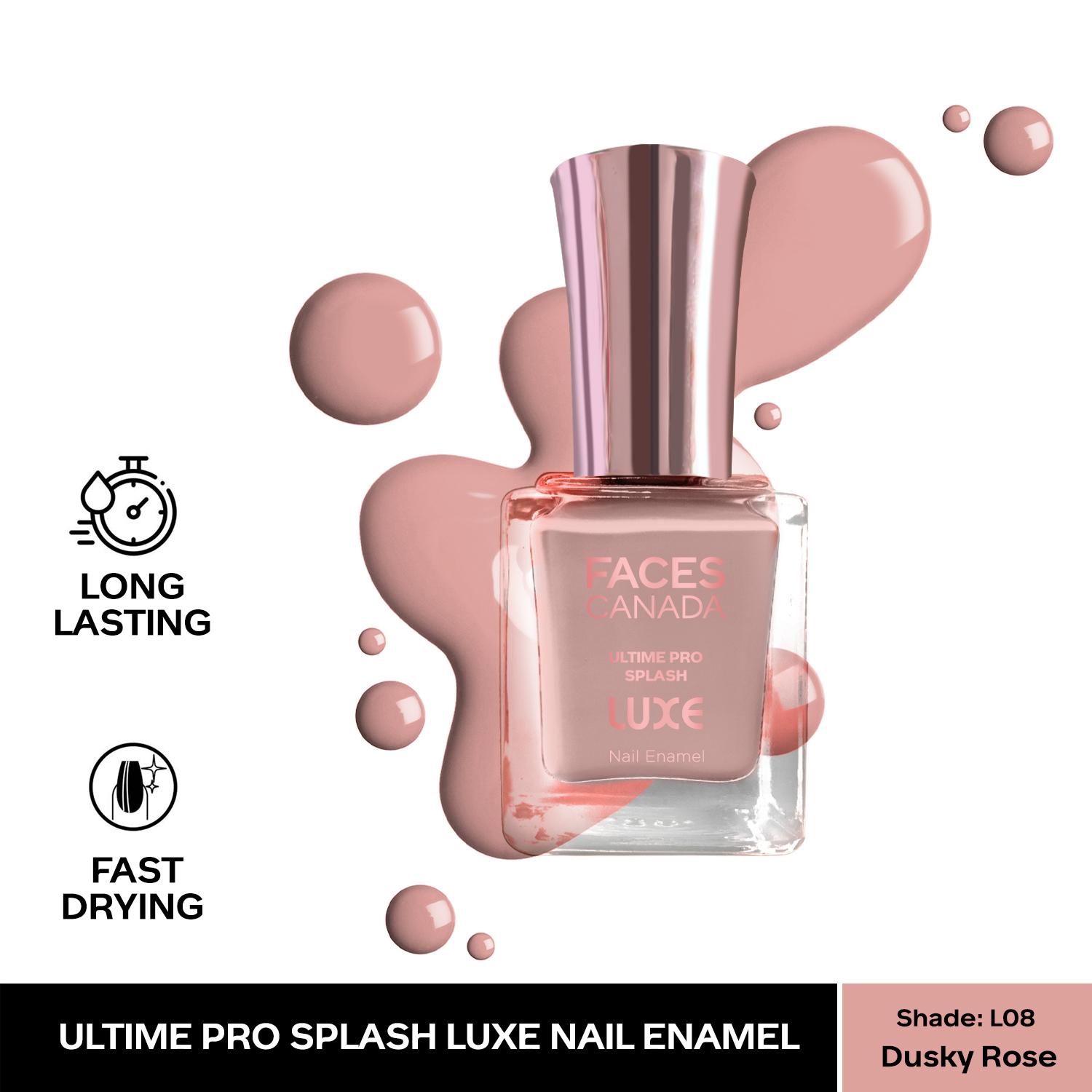 Faces Canada | Faces Canada Ultime Pro Splash Luxe Nail Enamel - Dusky Rose (L08), Glossy Finish (12 ml)