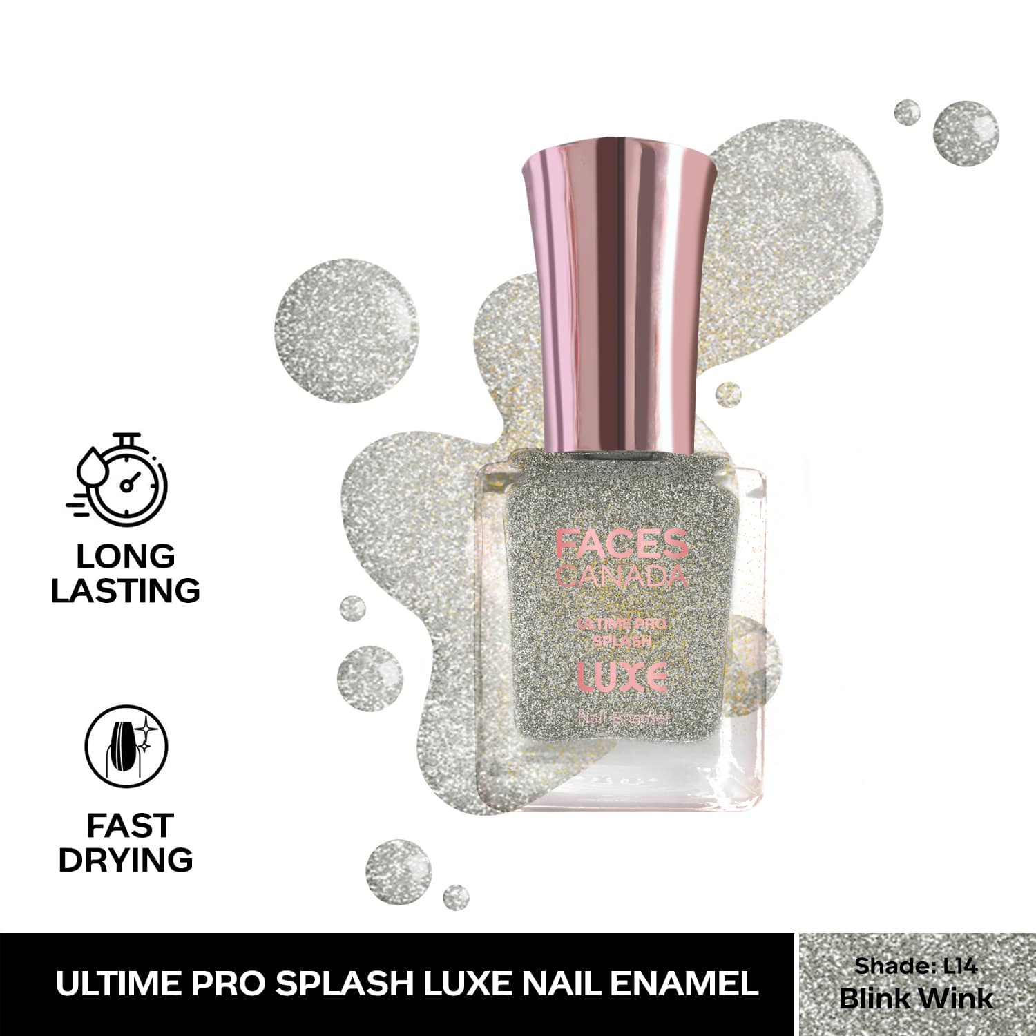 Faces Canada | Faces Canada Ultime Pro Splash Luxe Nail Enamel Glossy Finish Quick Drying - Blink Wink L14 (12 ml)