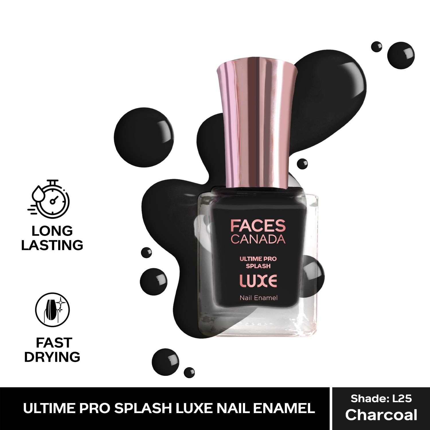 Faces Canada | Faces Canada Ultime Pro Splash Luxe Nail Enamel - Charcoal (L25), Glossy Finish (12 ml)