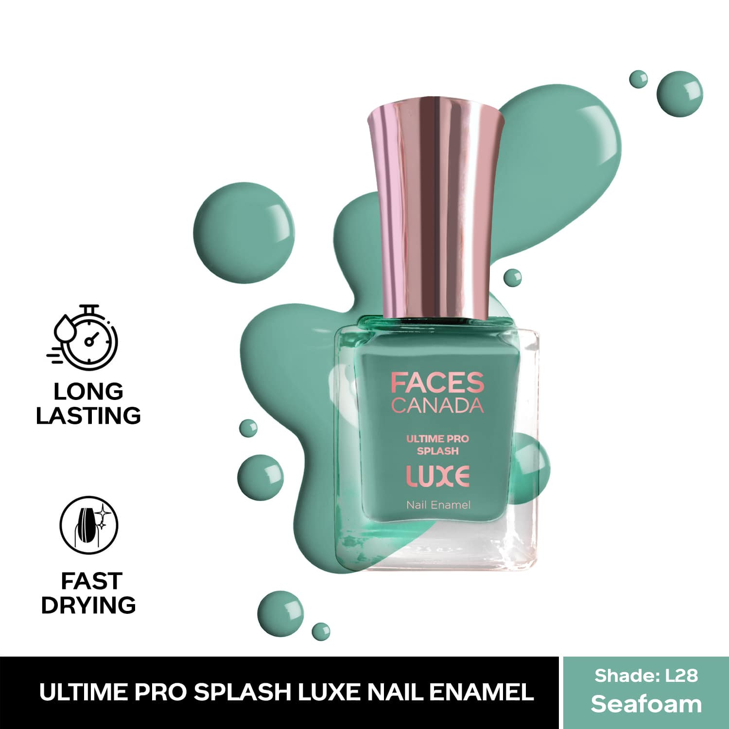 Faces Canada | Faces Canada Ultime Pro Splash Luxe Nail Enamel Glossy Finish Quick Drying - Seafoam L28 (12 ml)