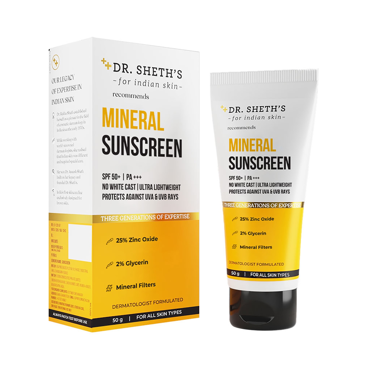 Dr. Sheth's | Dr. Sheth's Mineral Sunscreen SPF 50 PA+++ (50g)