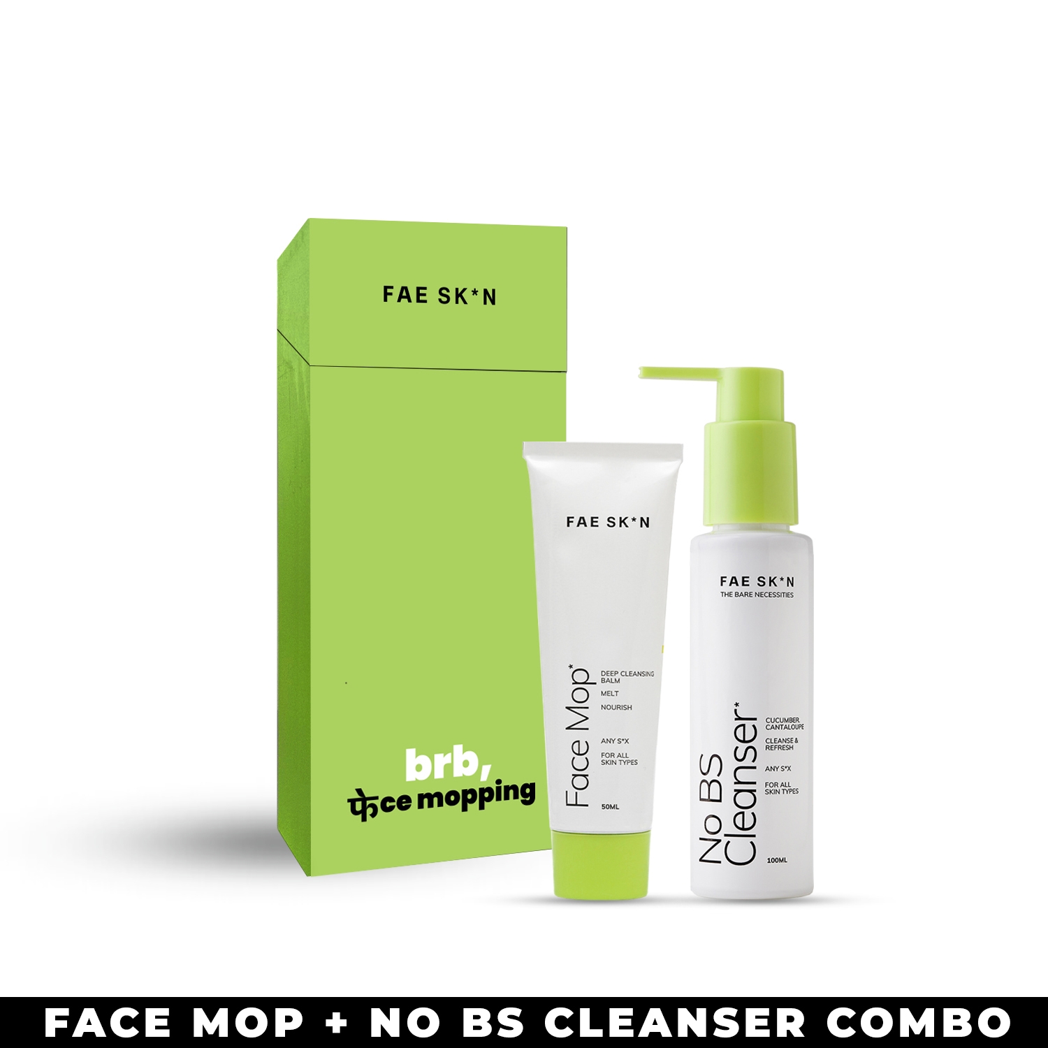 FAE BEAUTY Cleansing Duo with Face Mop & No BS Cleanser (2Pcs)
