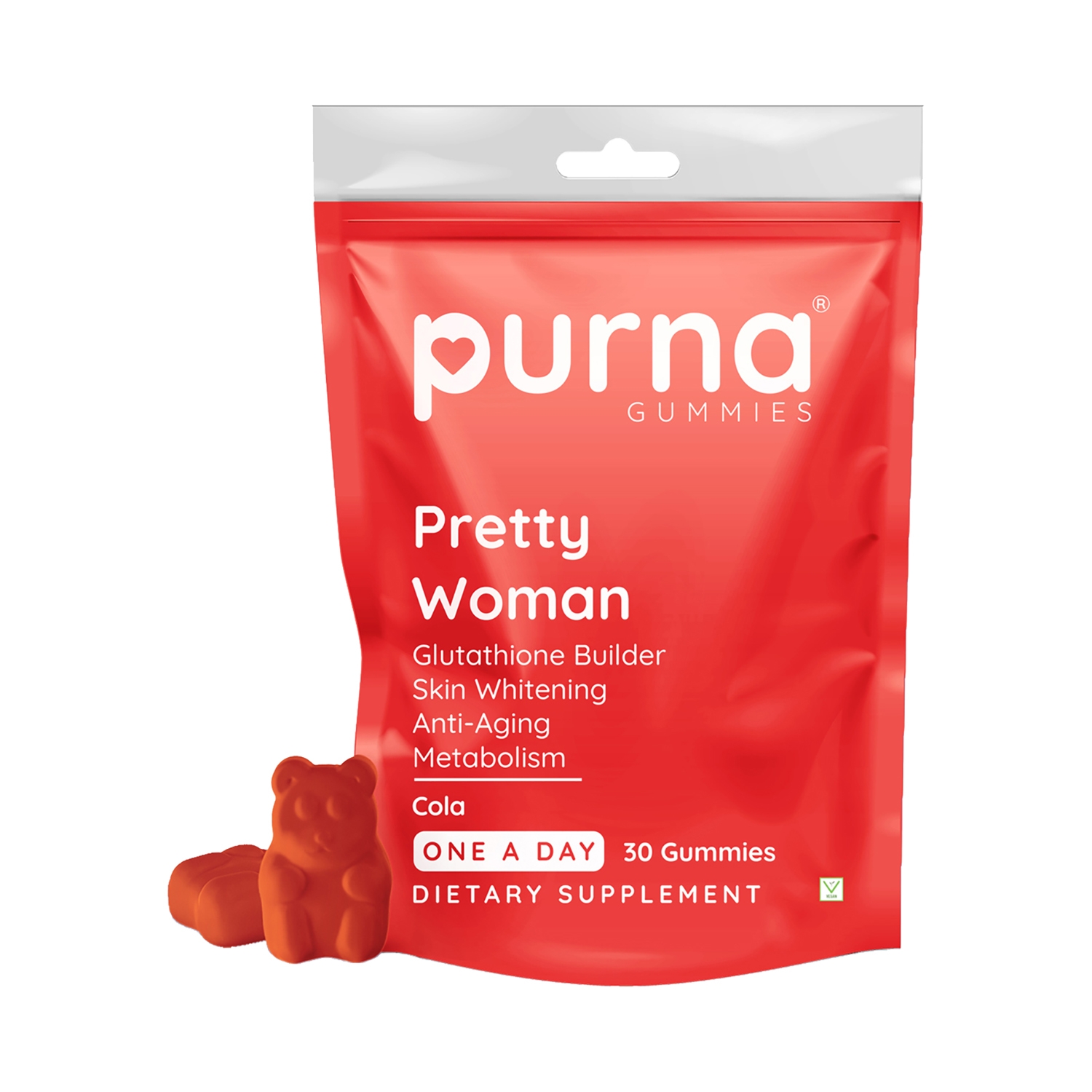 Purna Gummies Glutathione Gummies For Skin Whitening & Immune Booster - Cola Flavor (30 Pcs)