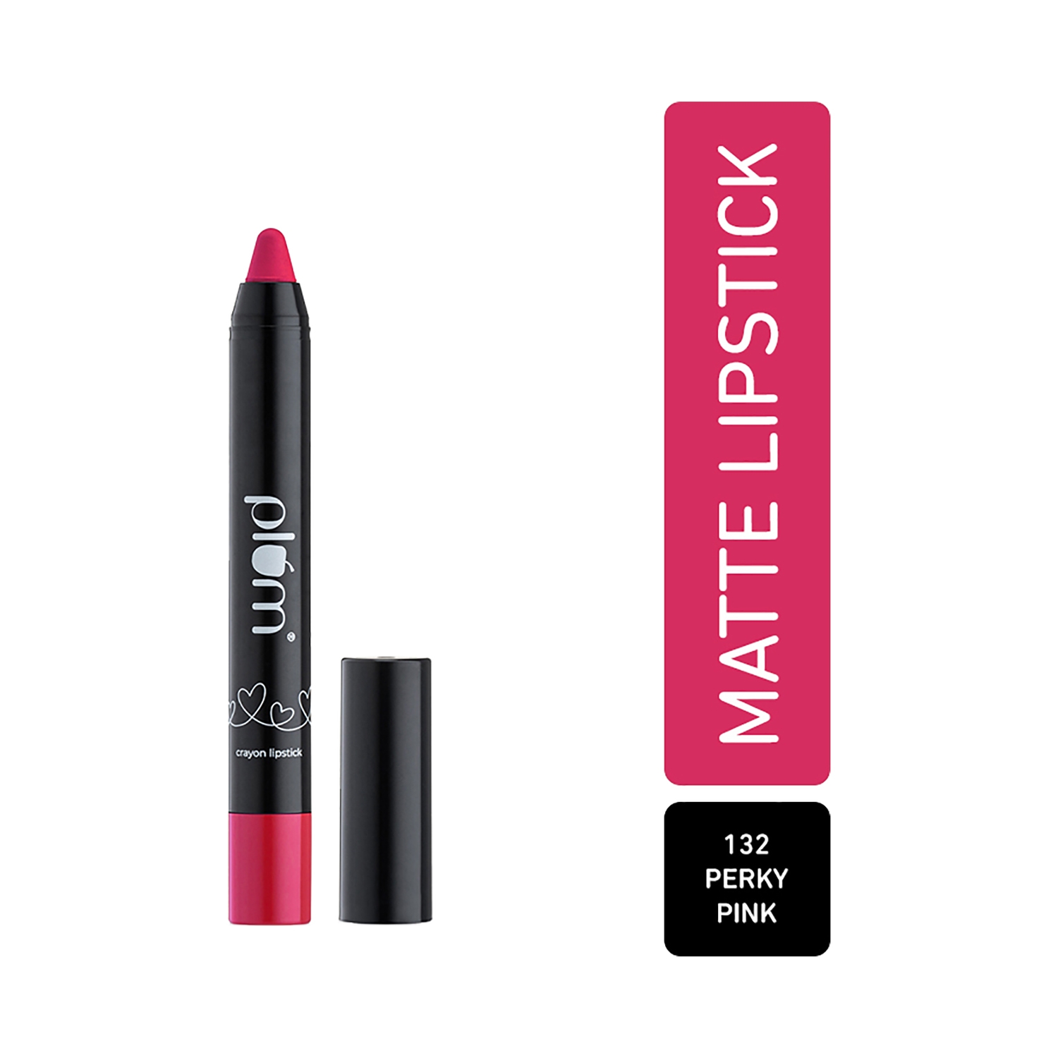 Plum | Plum Twist & Go Matte Crayon Lipstick with Ceramides & Hyaluronic Acid - 132 Perky Pink (1.8g)