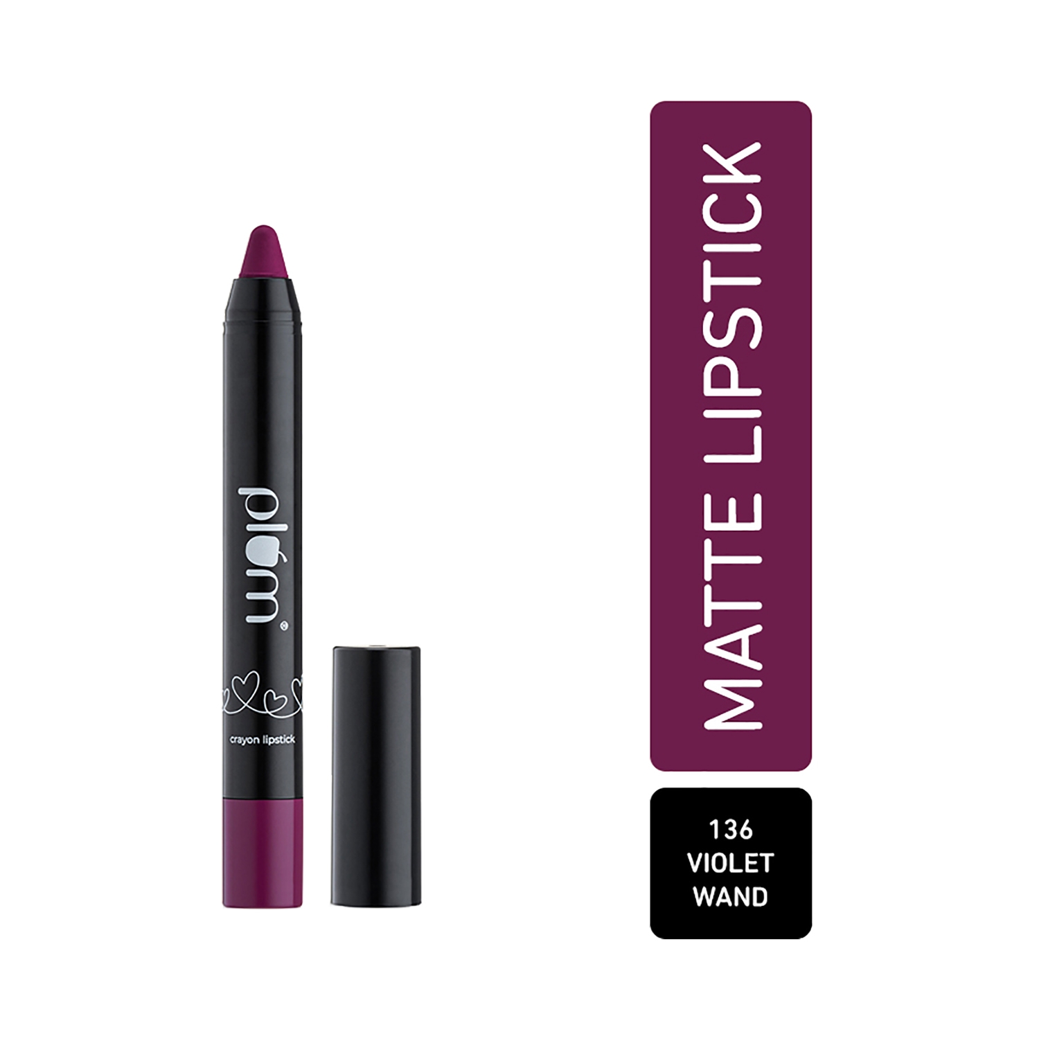 Plum | Plum Twist & Go Matte Crayon Lipstick with Ceramides & Hyaluronic Acid - 136 Violet Wand (1.8g)