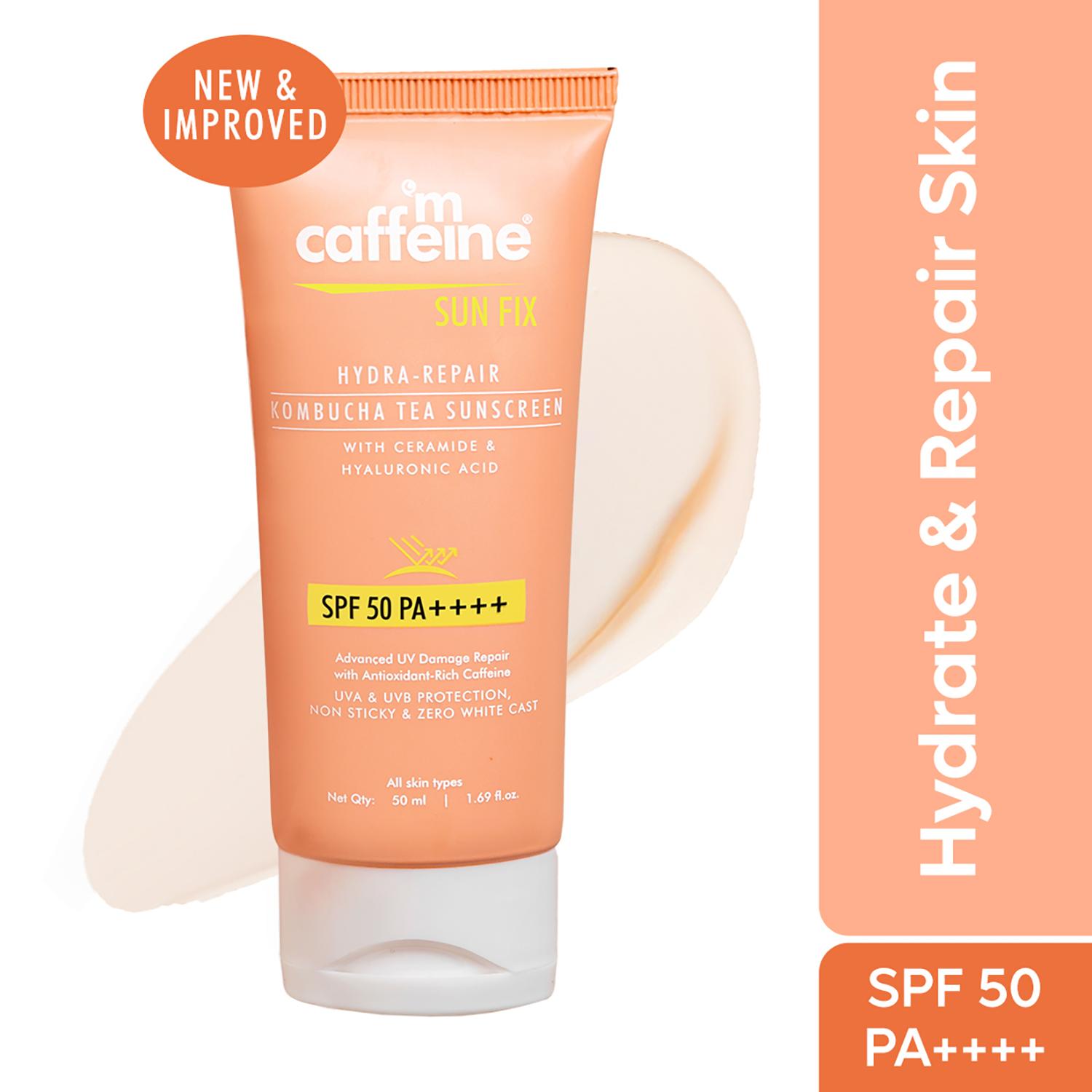 mCaffeine | mCaffeine Hydra Repair Sunscreen SPF 50 PA++++ with Kombucha Tea UVA-UVB Protection & No White Cast