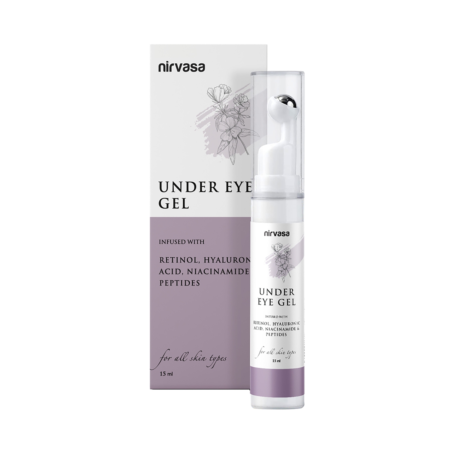  | Nirvasa Under Eye Roll On Gel Enriched With Hyaluronic Acid & Peptides (15ml)