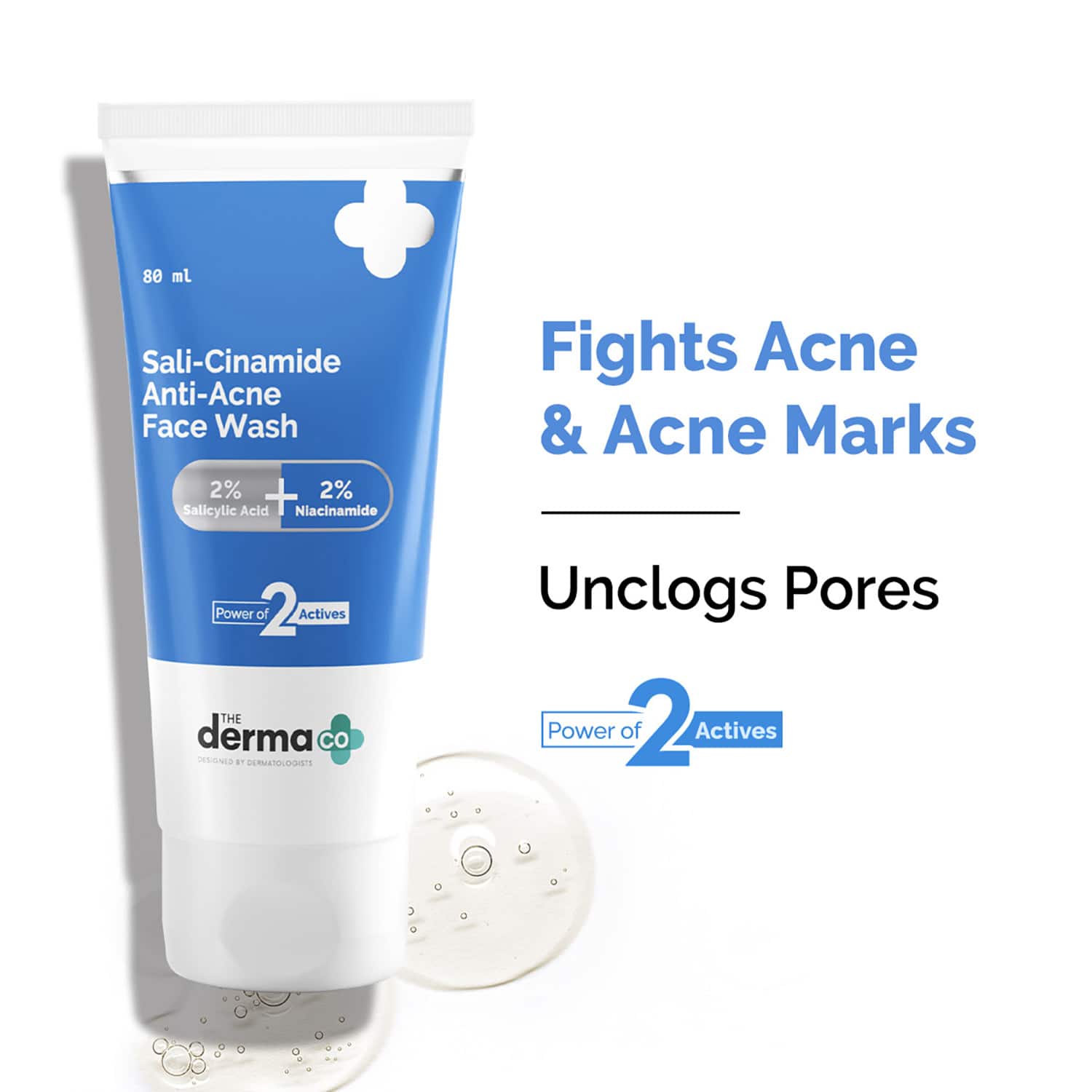 The Derma Co | The Derma Co. Sali-Cinamide Anti-Acne Face Wash With 2% Salicylic Acid & 2% Niacinamide (80 ml)
