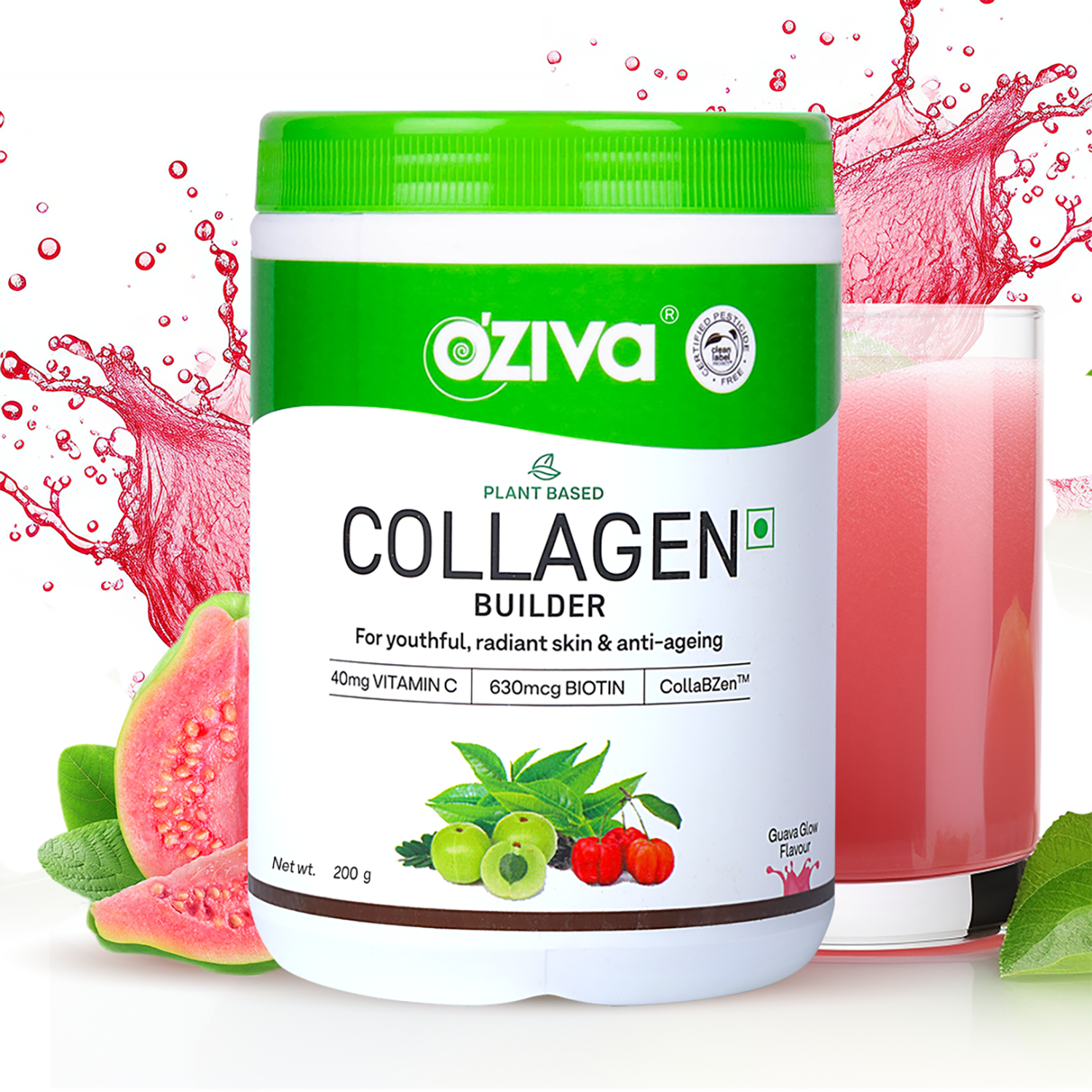 Oziva | Oziva Collagen Builder For Anti-Ageing & Skin Radiance With Vitamin C Guava Glow (200 g)