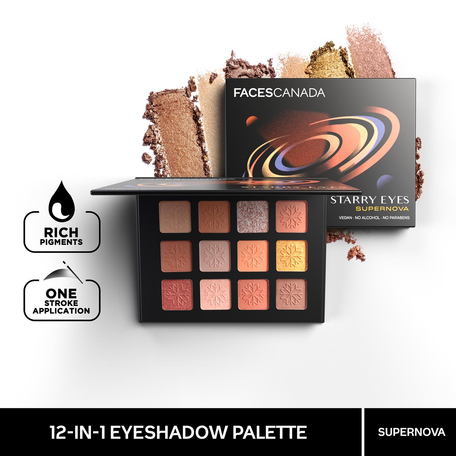 Faces Canada | Faces Canada Starry Eyes Eye Shadow Palette - Supernova 01, Shimmer & Matte Shades (16 g)