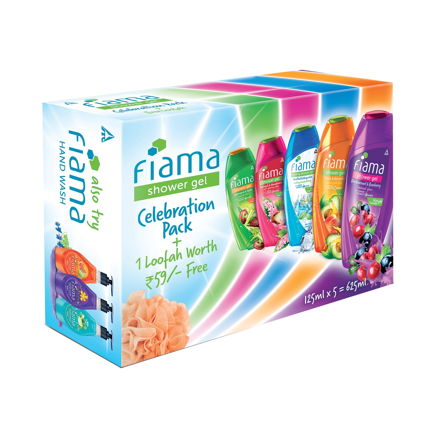 Fiama Unisex Shower Gel Celebration Pack With Free Loofah (5pcs)