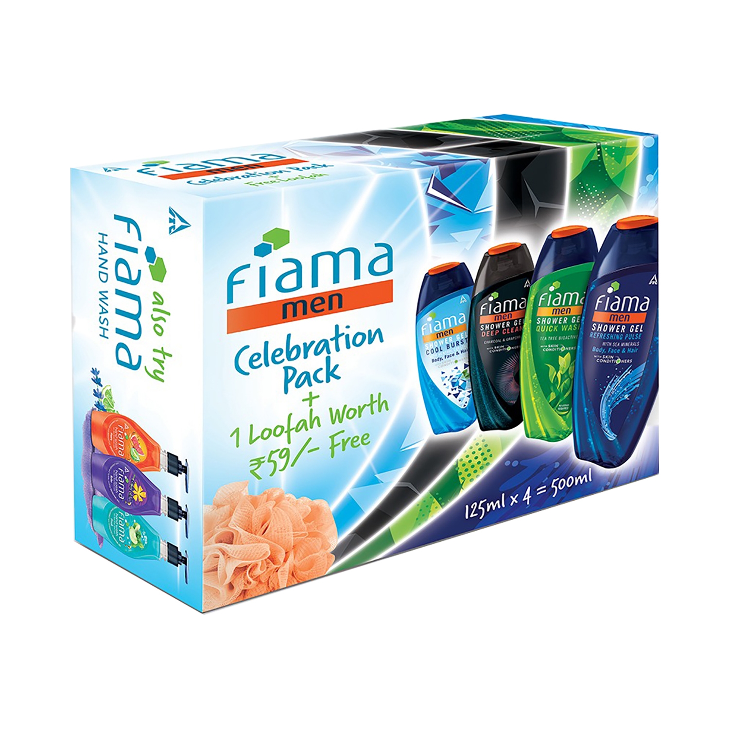 Fiama Men's Shower Gel Celebration Pack With Free Loofah (4pcs)