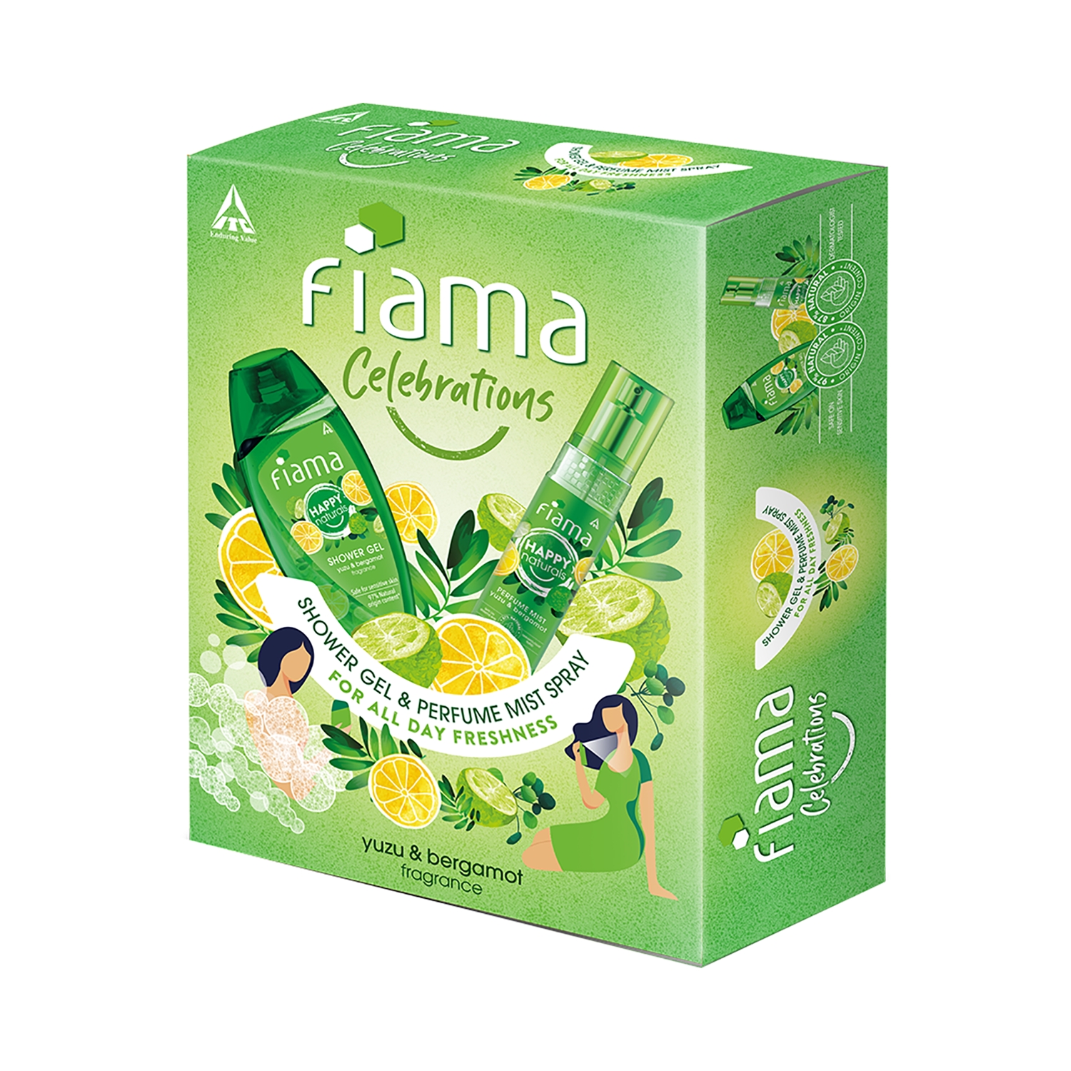 Fiama Happy Naturals Yuzu And Bergamot Shower Gel & Perfume Mist Combo (2pcs)