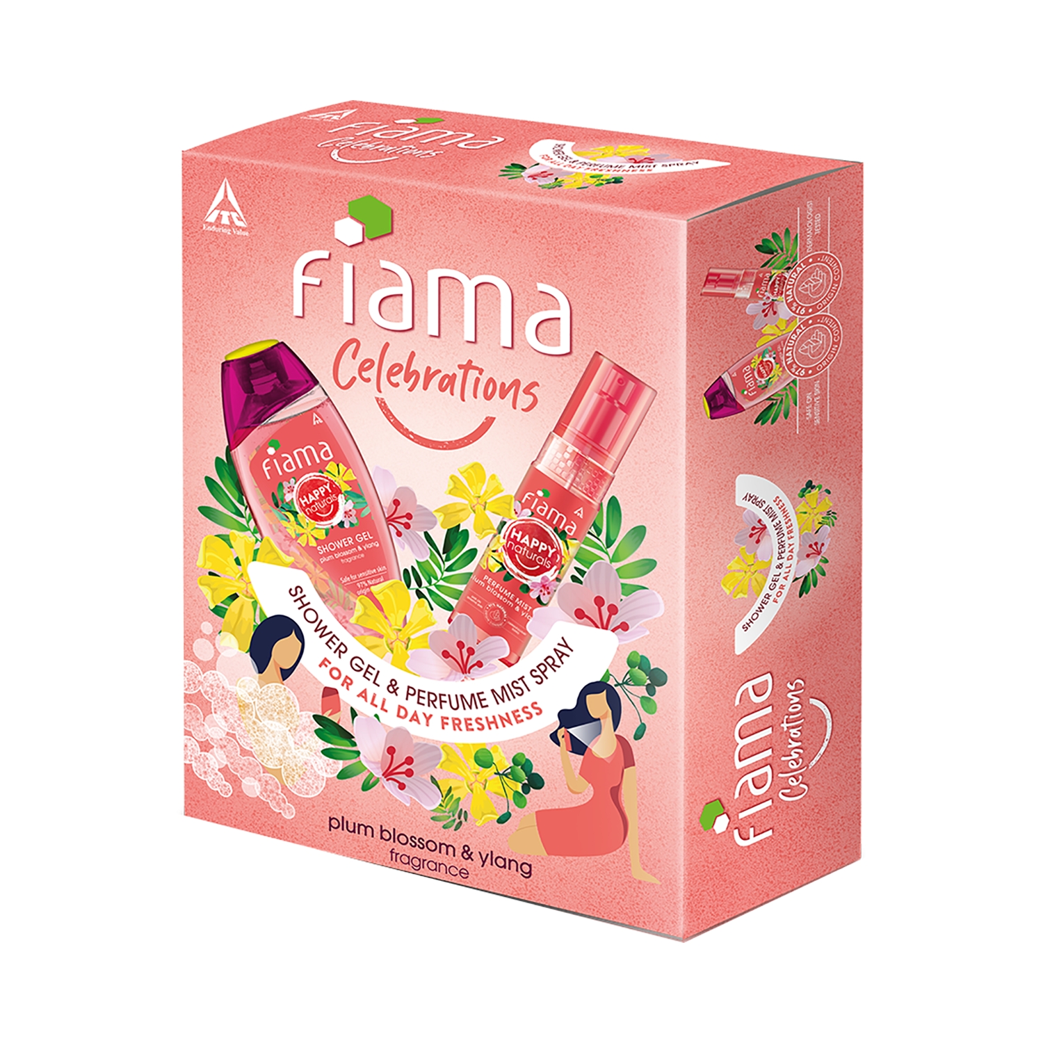 Fiama | Fiama Happy Naturals Plum Blossom And Ylang Shower Gel & Perfume Mist Combo (2pcs)