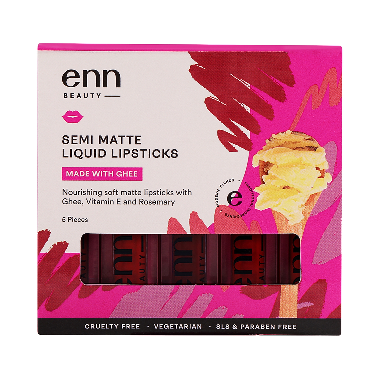 ENN | ENN Semi Matte Liquid Lipsticks - Multi-Color (5pcs)