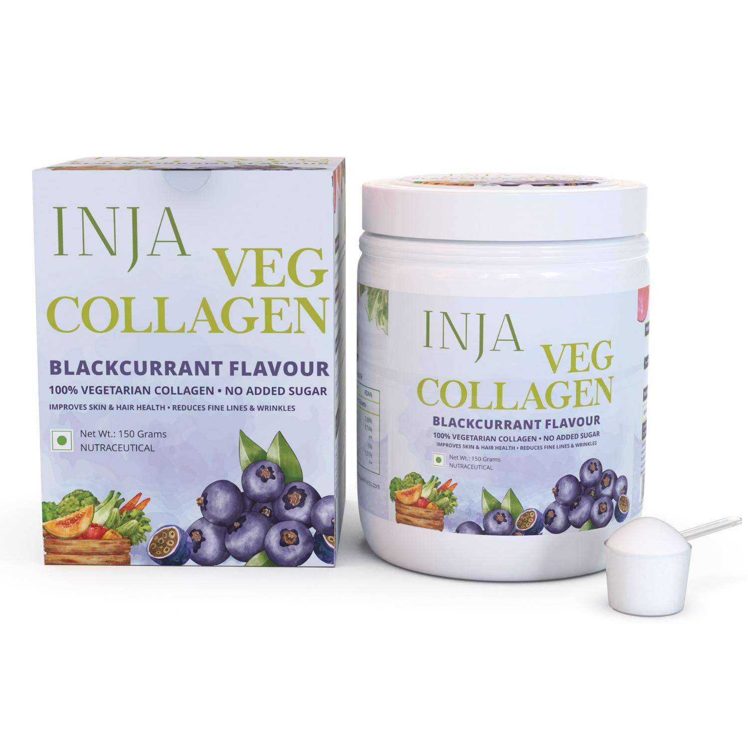 INJA | INJA Veg Collagen Peptide, 100% Vegetarian Collagen For Skin - Blackcurrant Flavour (150 g)