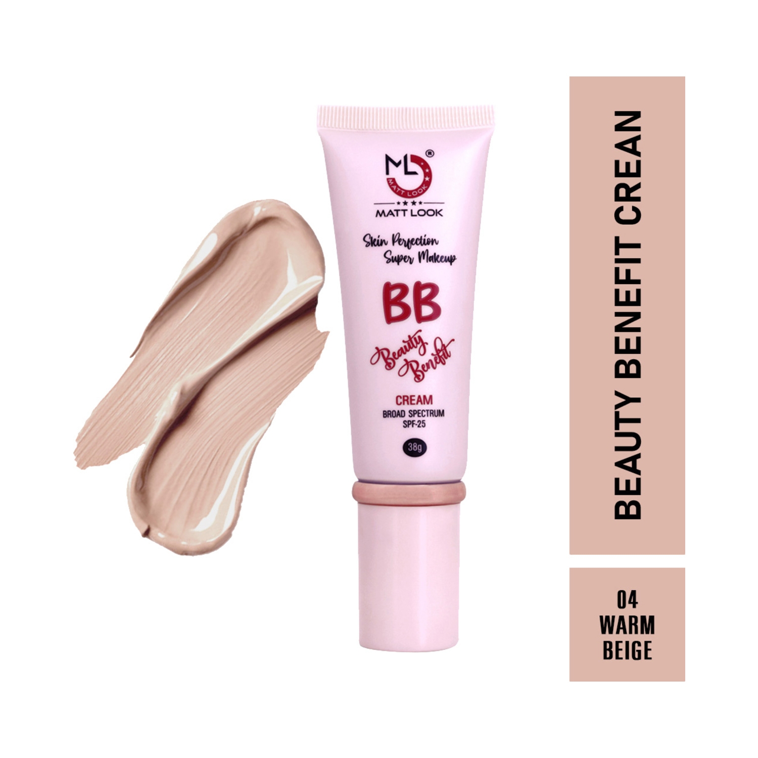 Matt Look Skin Perfection Super Makeup BB Beauty Benefit Cream With SPF 25 - 04 Warm Beige (38g)