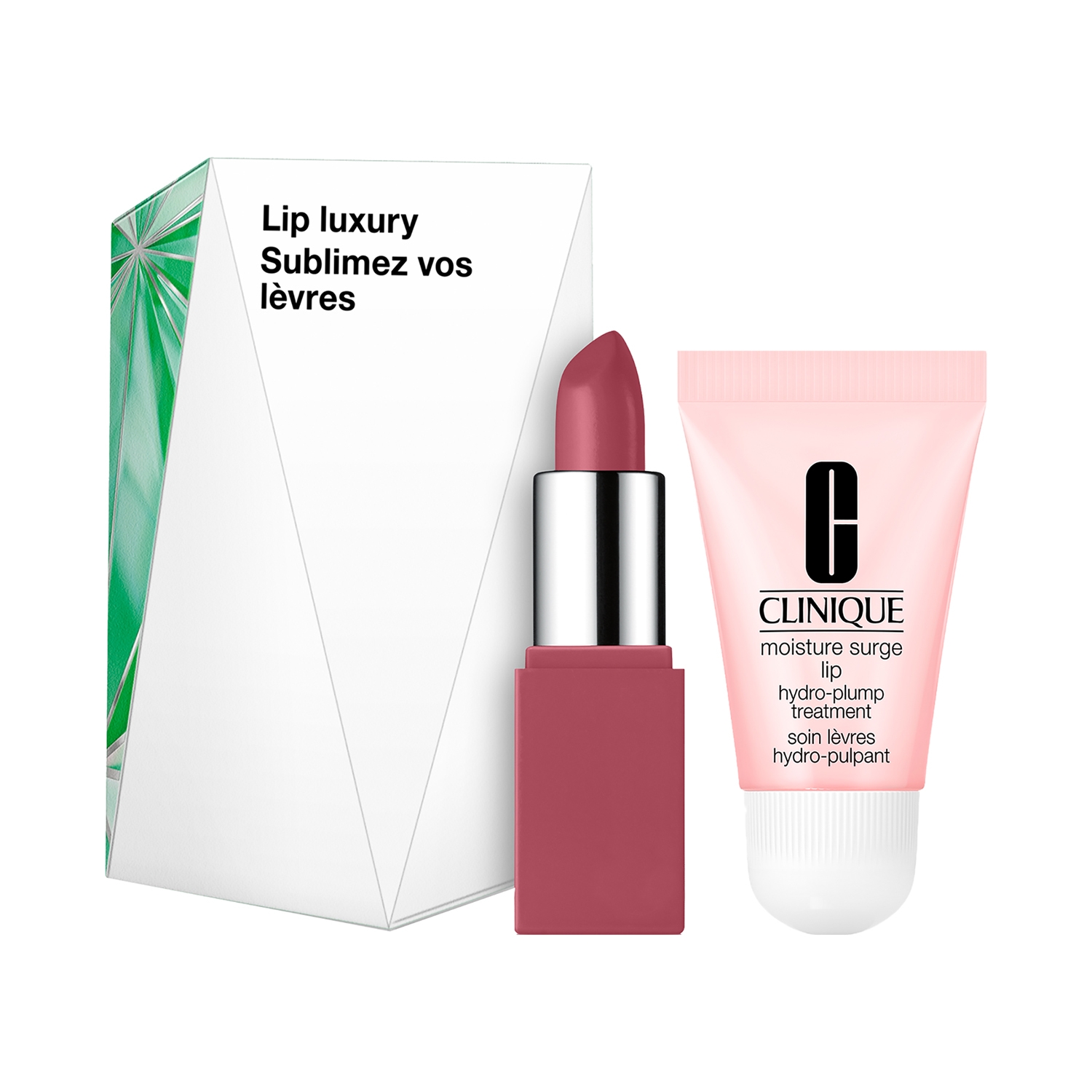 CLINIQUE Grab & Go Set Include Moisture Surge Lip Hydro-Plump Treatment with Pop Lip Color (2Pcs)