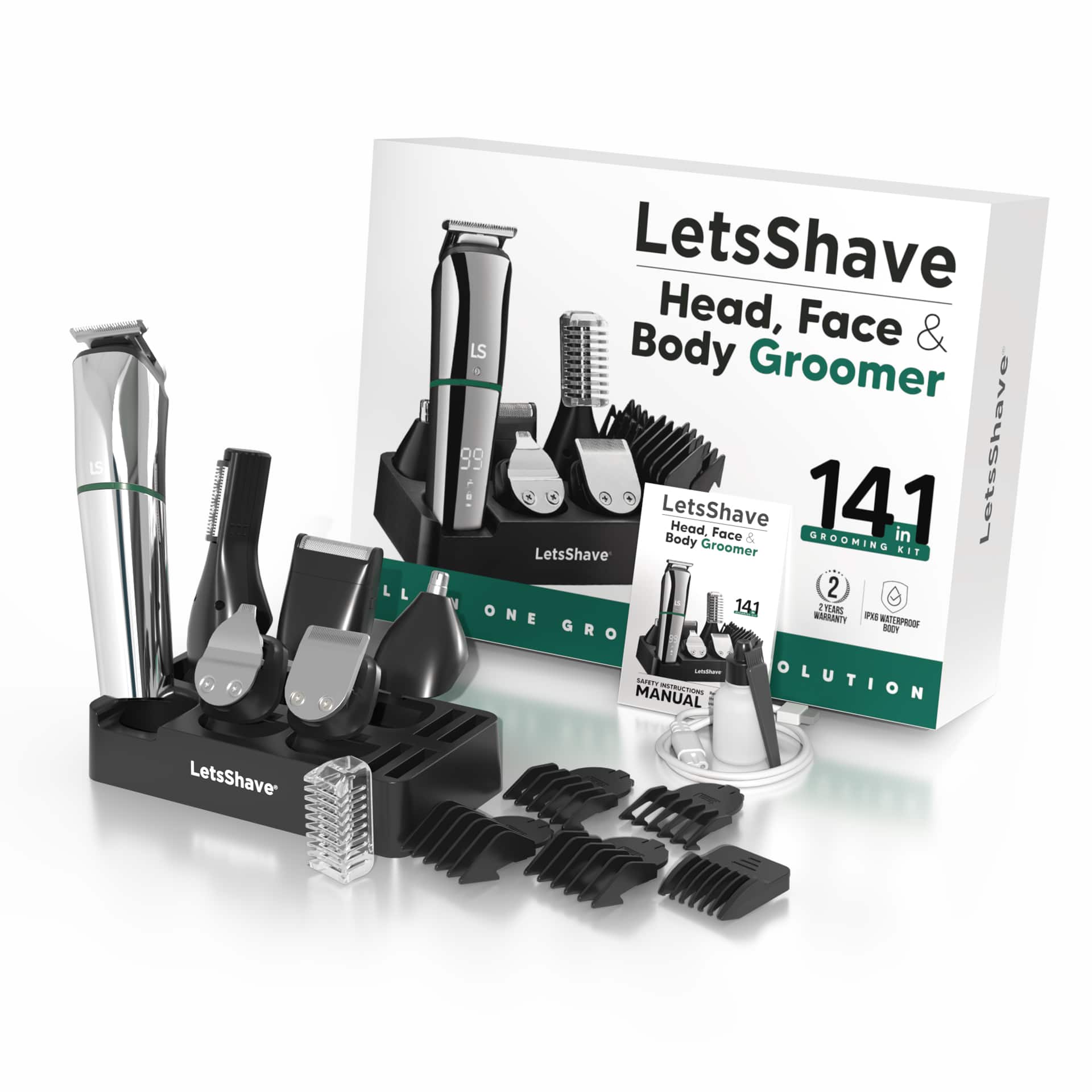LetsShave | LetsShave Beard Body & Balls All In One Trimmer for Men - Black & Green