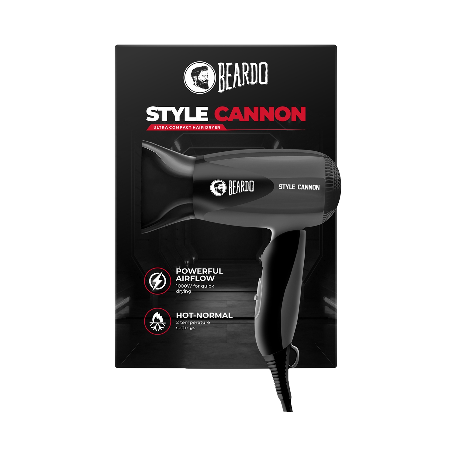 Beardo | Beardo Style Cannon Ultracompact Hair Dryer For Men Black