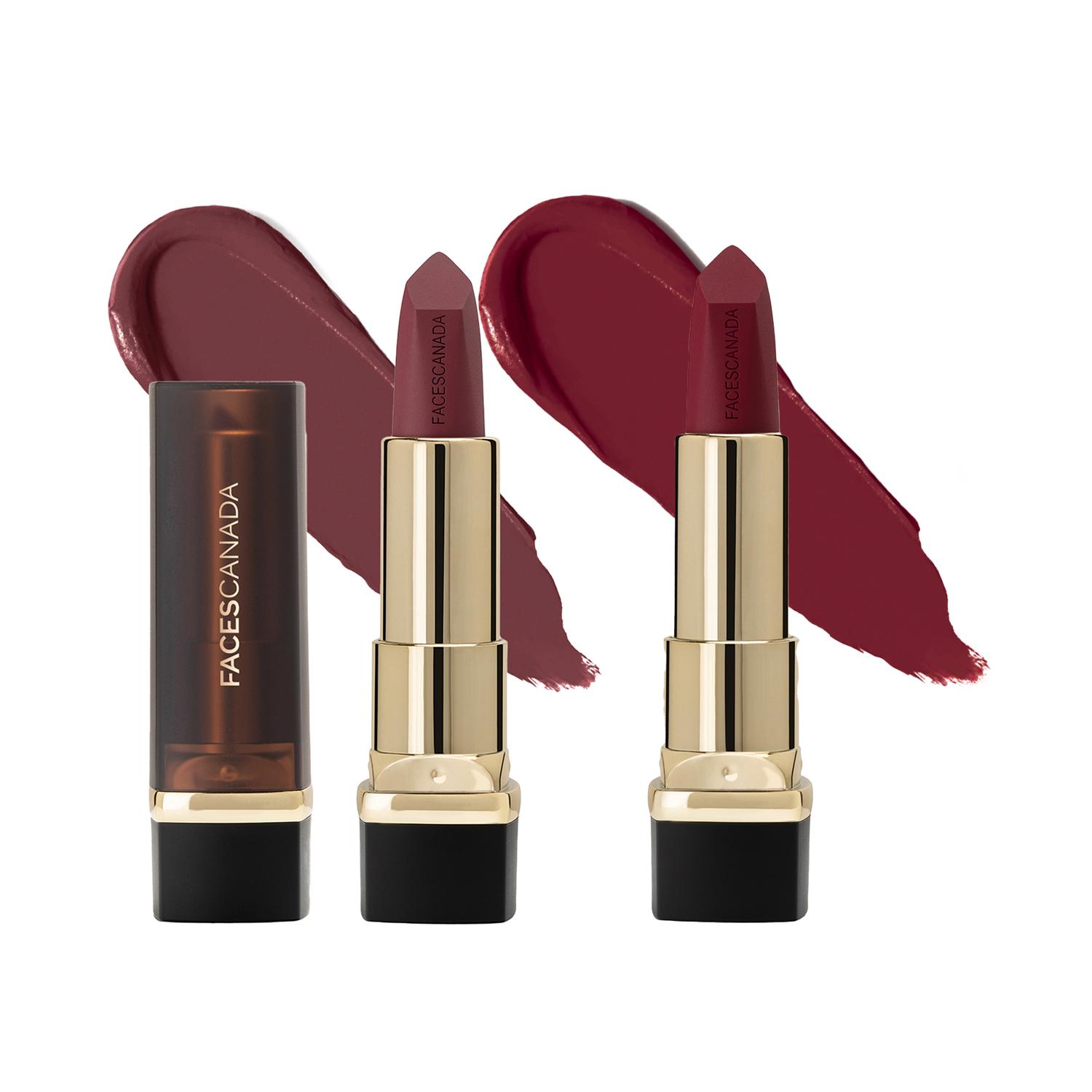 Faces Canada | Faces Canada Festive Hues - Comfy Matte Creme Lipstick Pack of 2 - Oh So Serious & Over And Out