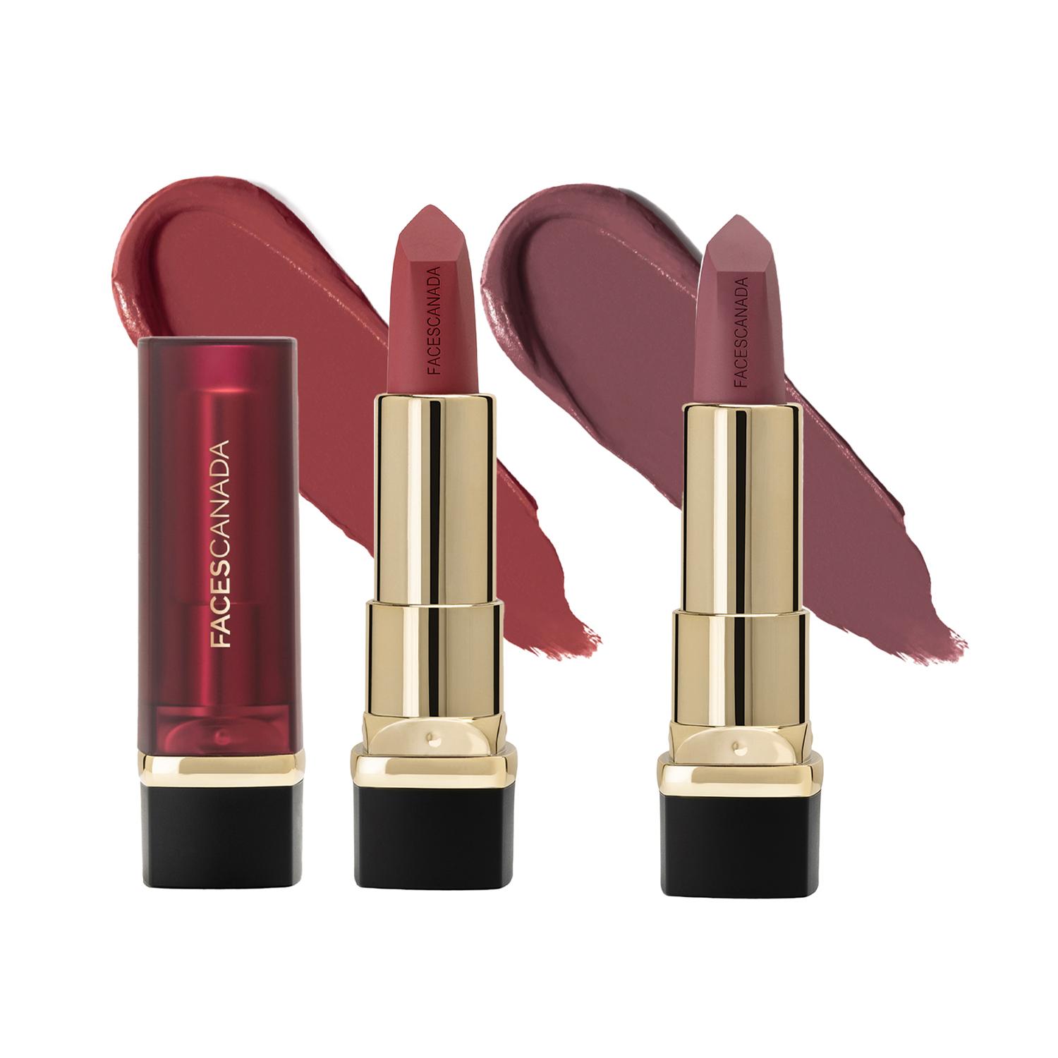 Faces Canada | Faces Canada Festive Hues - Comfy Matte Creme Lipstick Pack of 2 - Livin' It Up & Keepin’ It Real