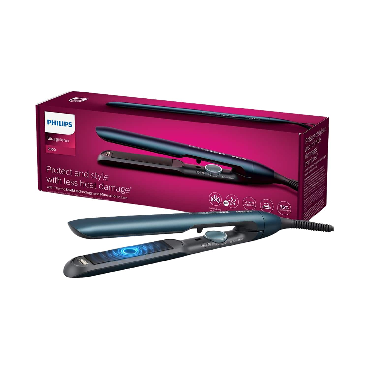 Philips | Philips UV Protect Mineral Ionic Hair Straightener, BHS732/10 - Blue