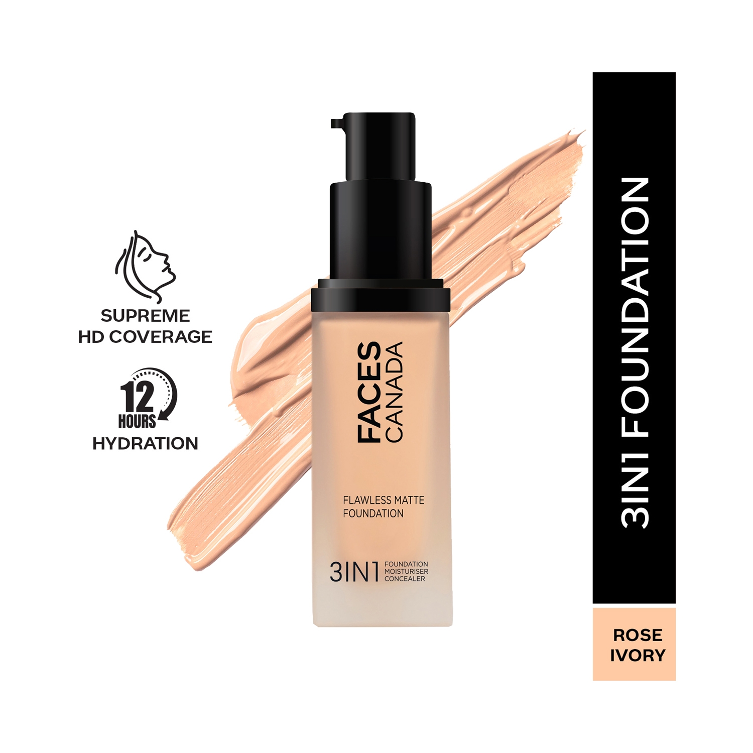 Faces Canada | Faces Canada 3-In-1 Flawless Matte Foundation SPF 18 - 011 Rose Ivory (30ml)