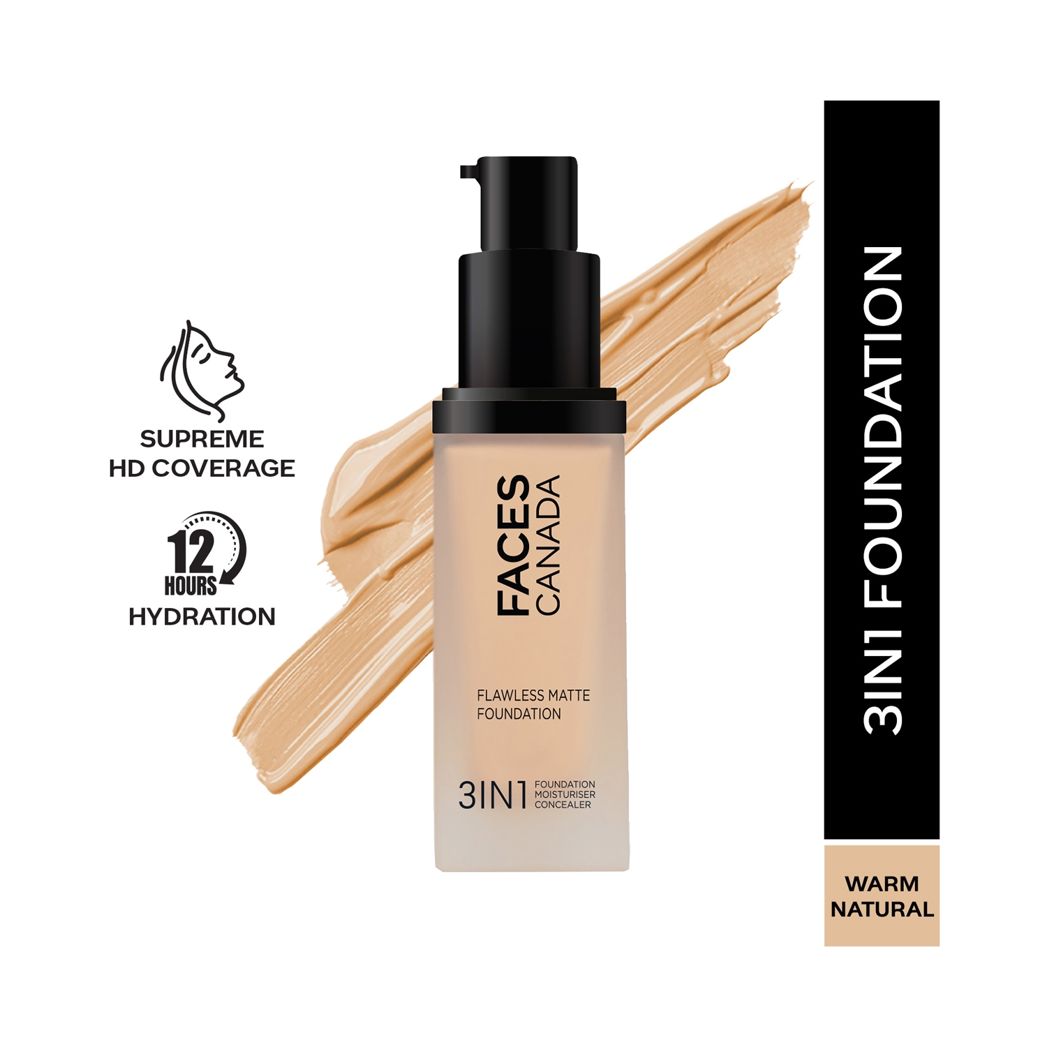 Faces Canada | Faces Canada 3-In-1 Flawless Matte Foundation SPF 18 - 021 Warm Natural (30ml)