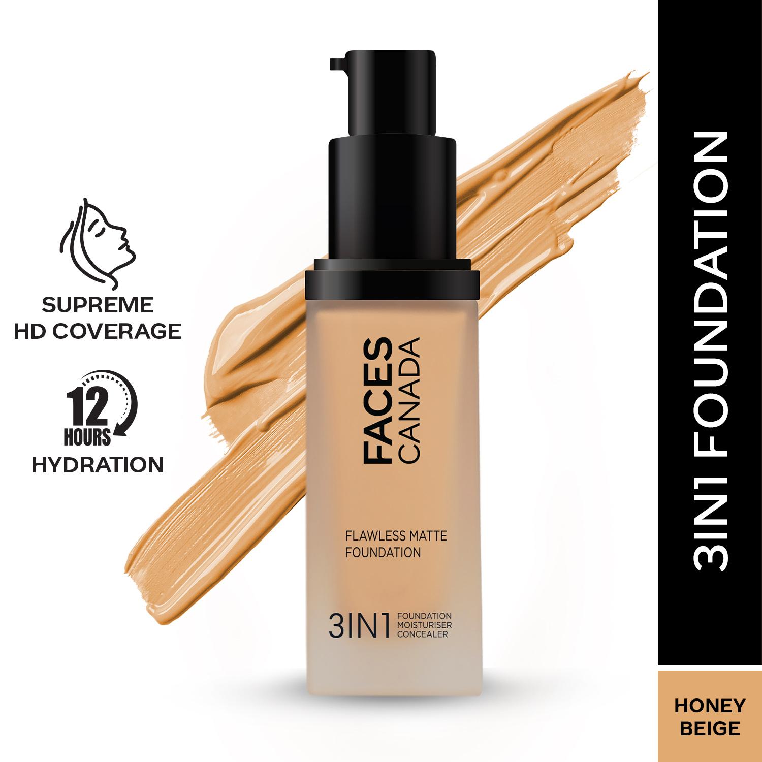 Faces Canada | Faces Canada 3-In-1 Flawless Matte Foundation SPF 18 - 031 Honey Beige (30ml)