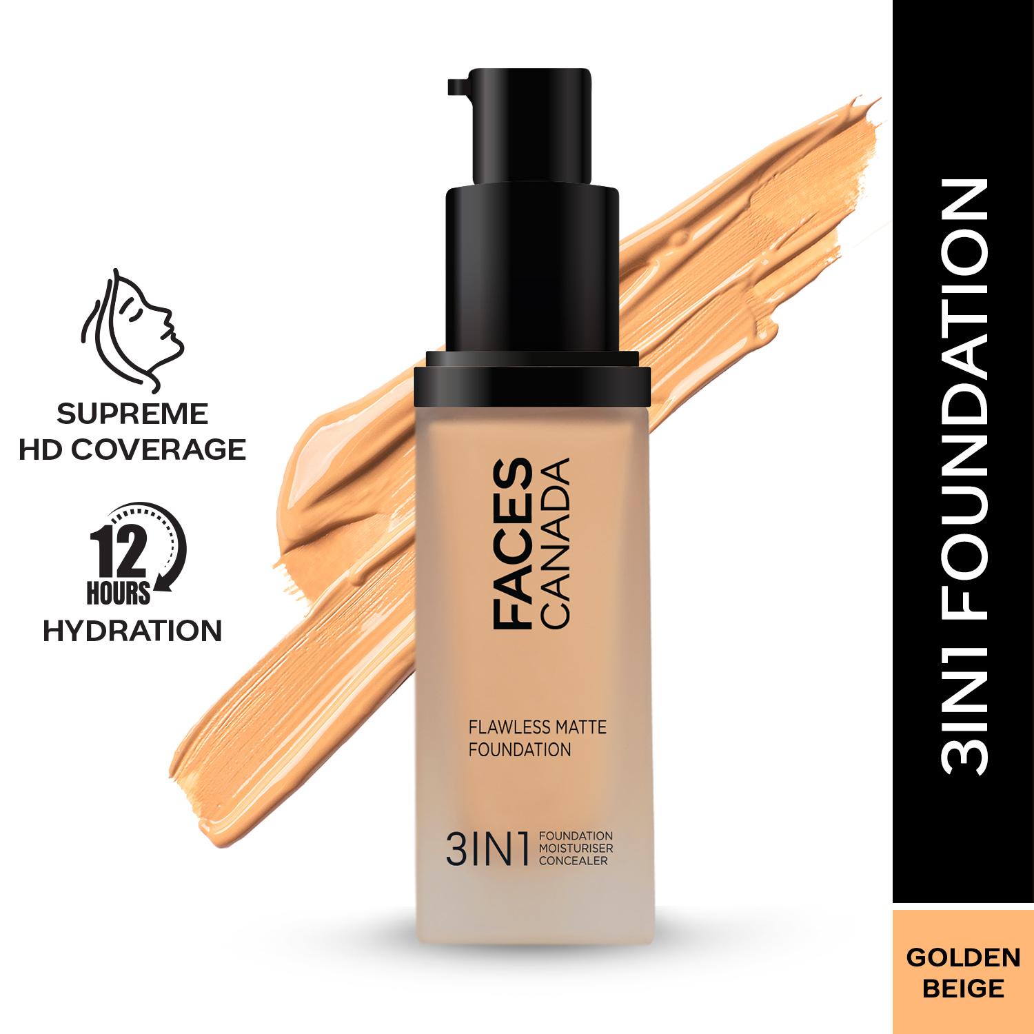 Faces Canada | Faces Canada 3-In-1 Flawless Matte Foundation SPF 18 - 032 Golden Beige (30ml)