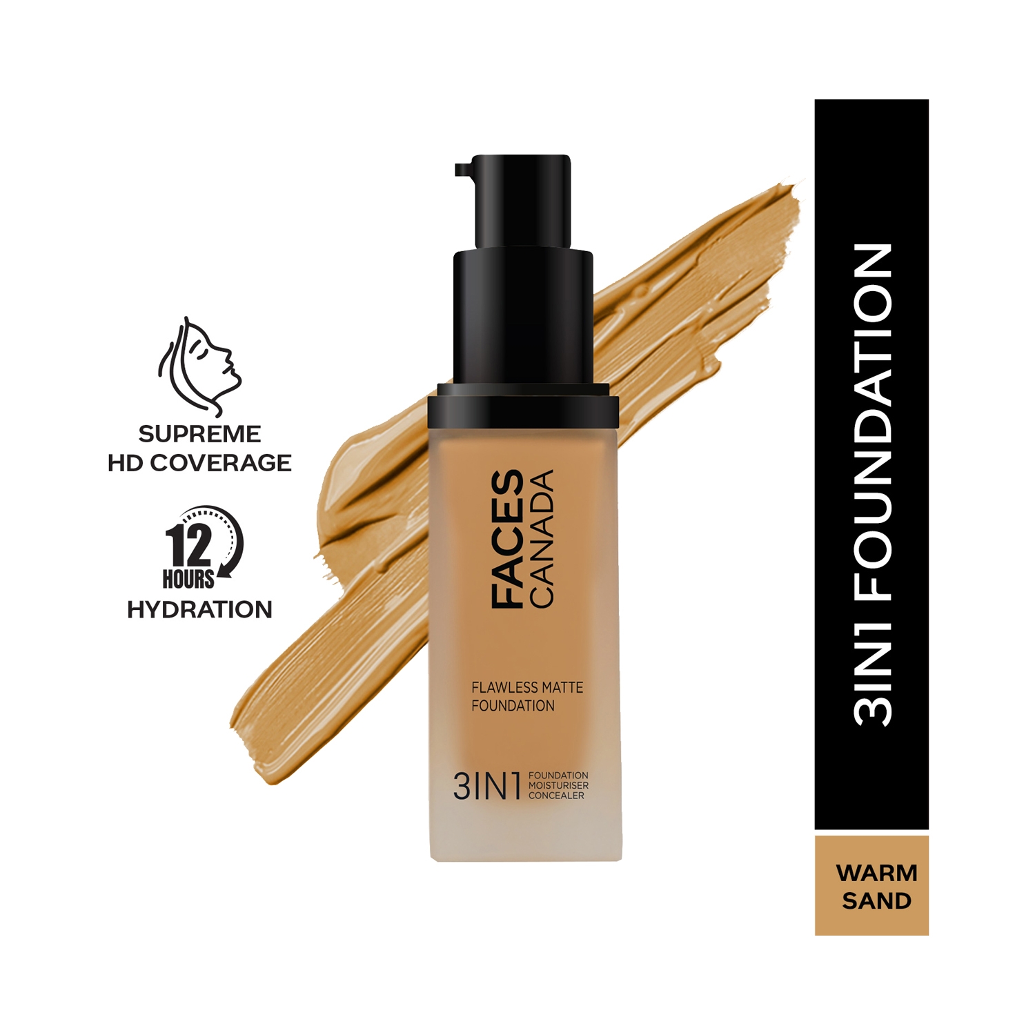 Faces Canada | Faces Canada 3-In-1 Flawless Matte Foundation SPF 18 - 042 Warm Sand (30ml)