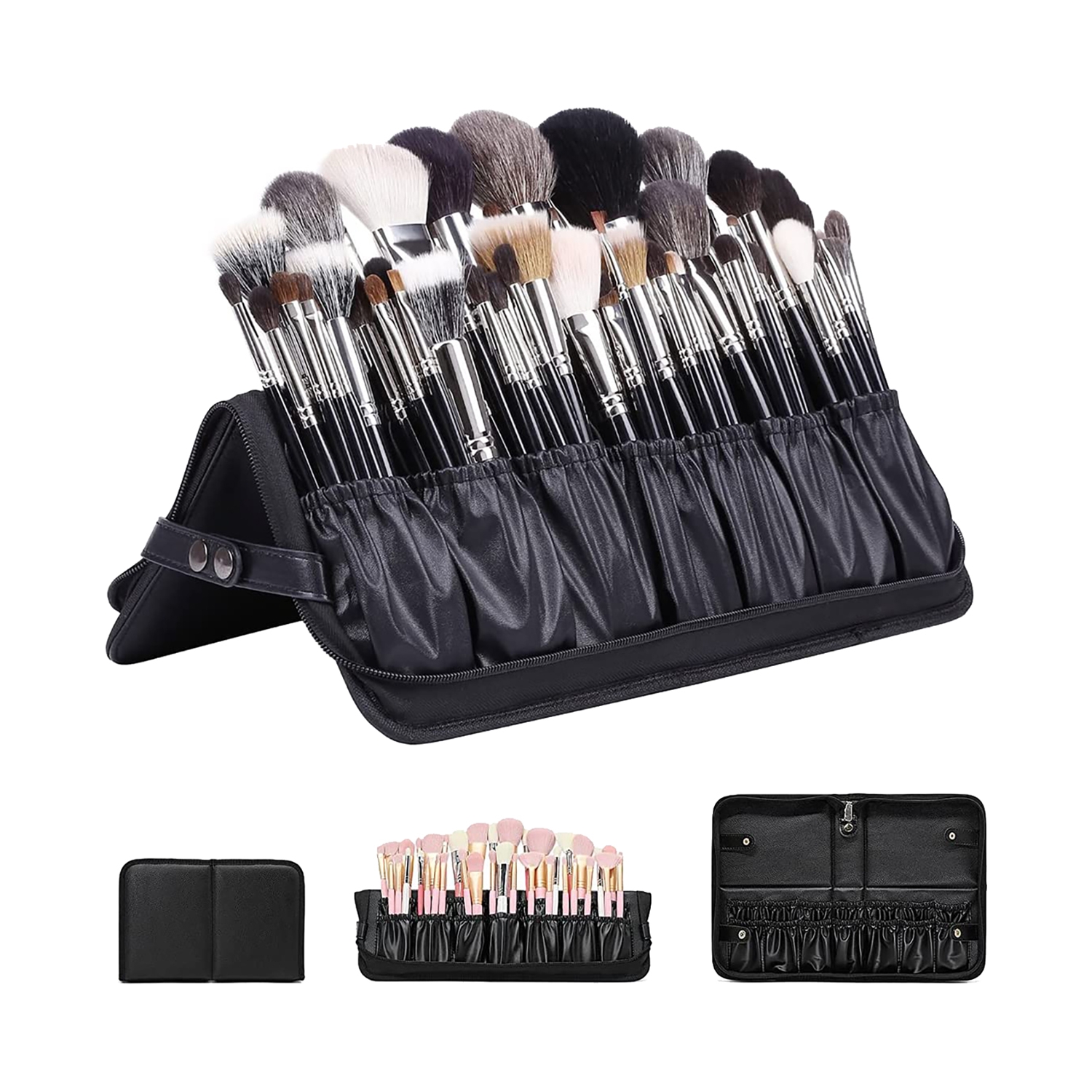 Bronson Professional | Bronson Professional Makeup Brush Travel Kit Pouch Storage Organizer - Black