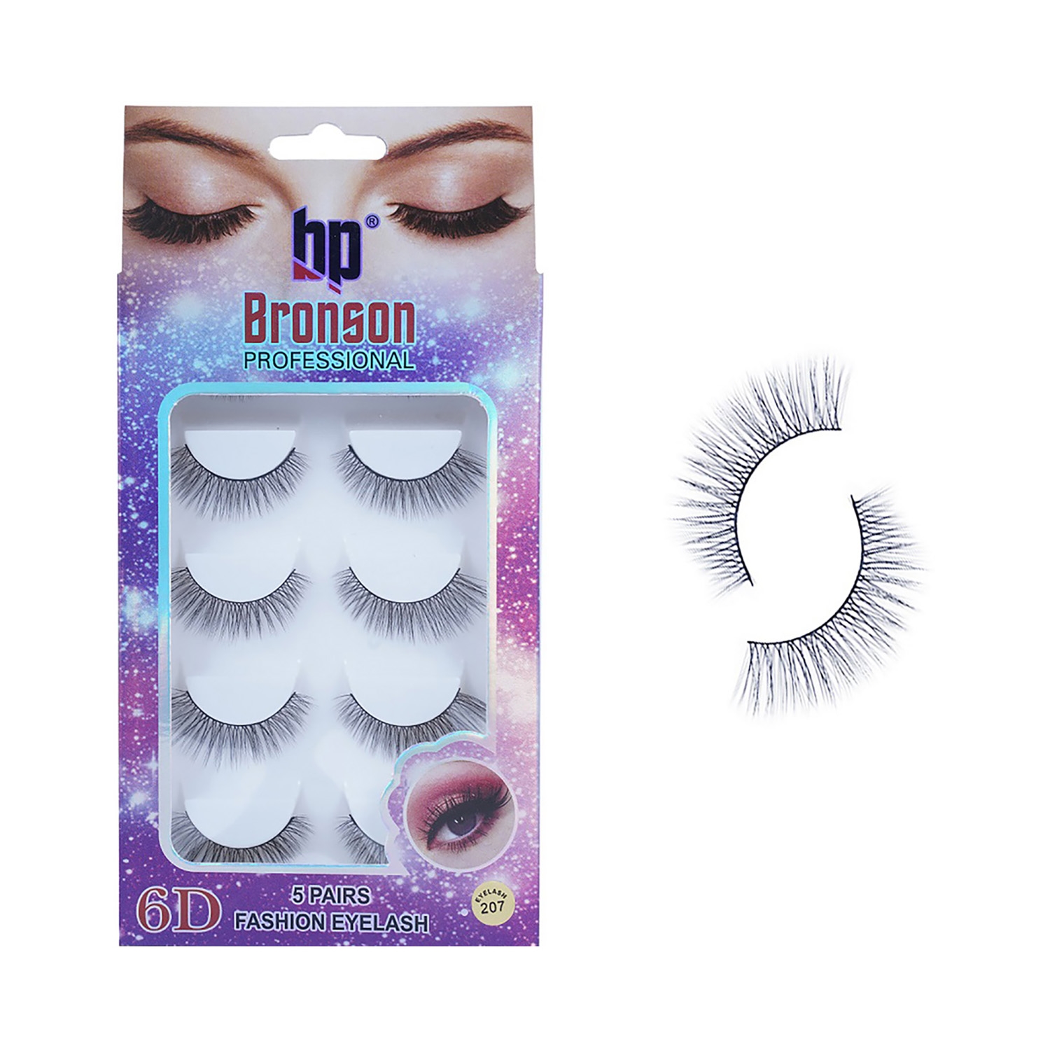 Bronson Professional | Bronson Professional Pair 6D Long & Natural False Eyelashes - 207 - Black (5 Pairs)