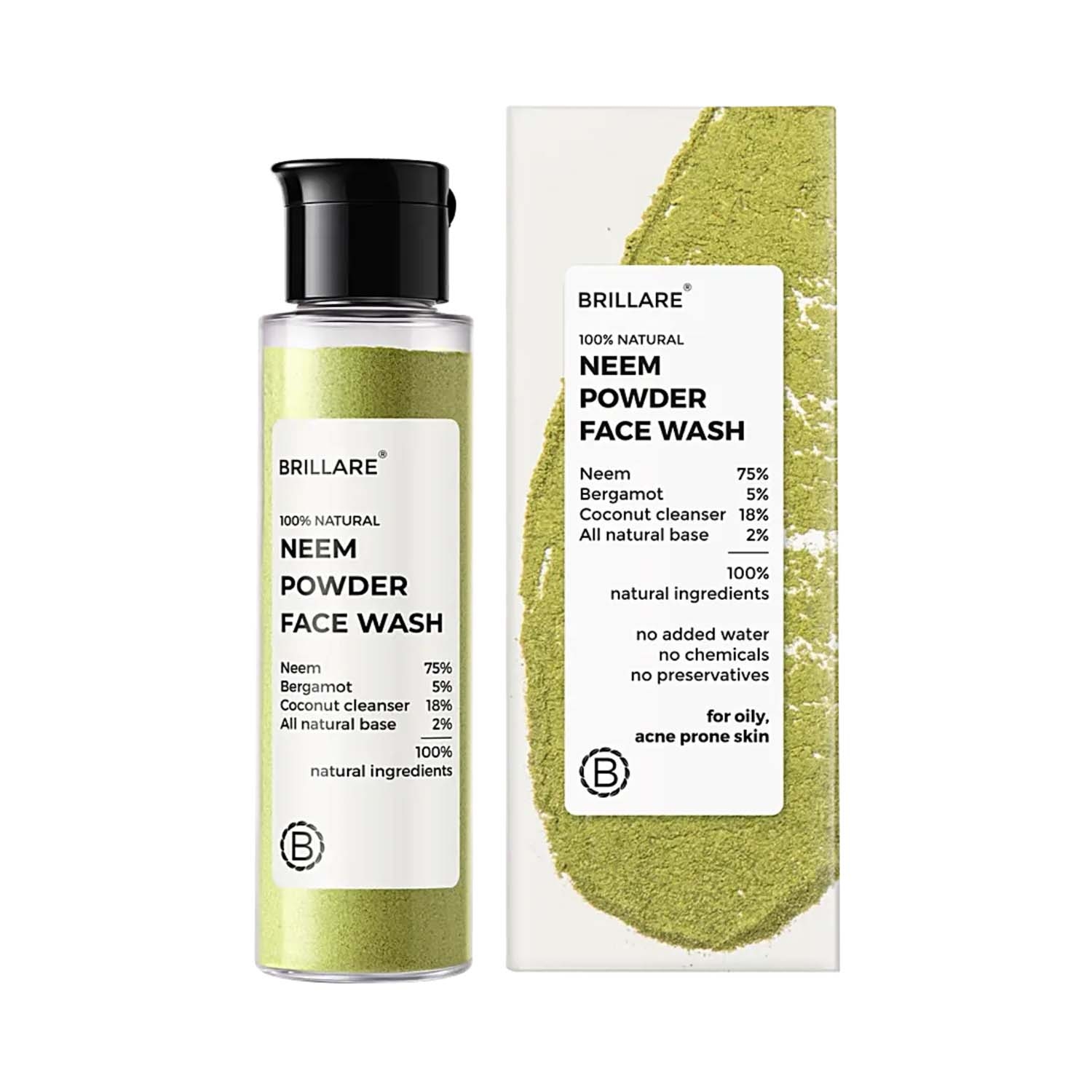 Brillare | Brillare Neem Powder Face Wash For Clear Purified Acne Prone Skin (30g)