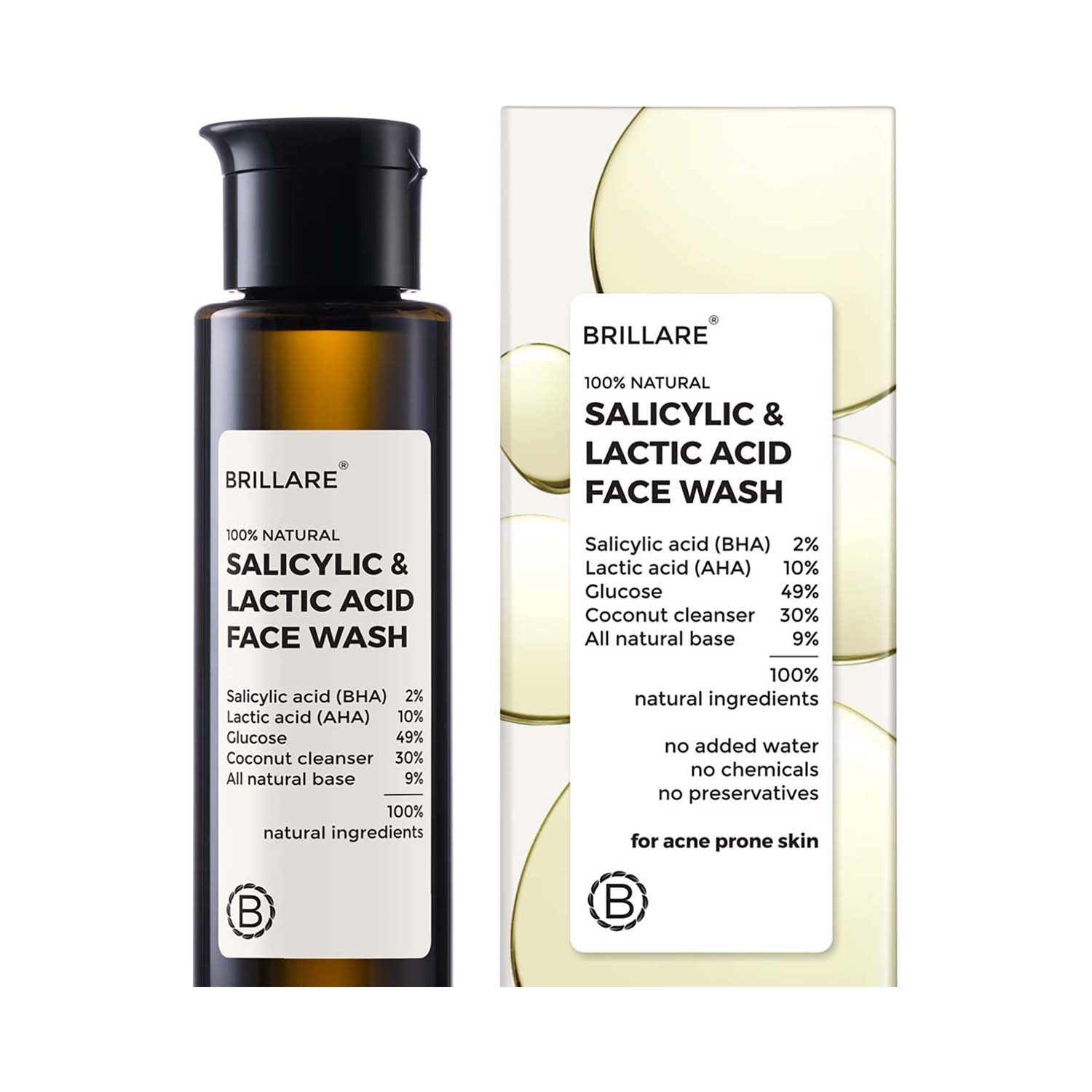 Brillare | Brillare 2% Salicylic & 10% Lactic Acid Face Wash For Acne Prone Skin (100ml)