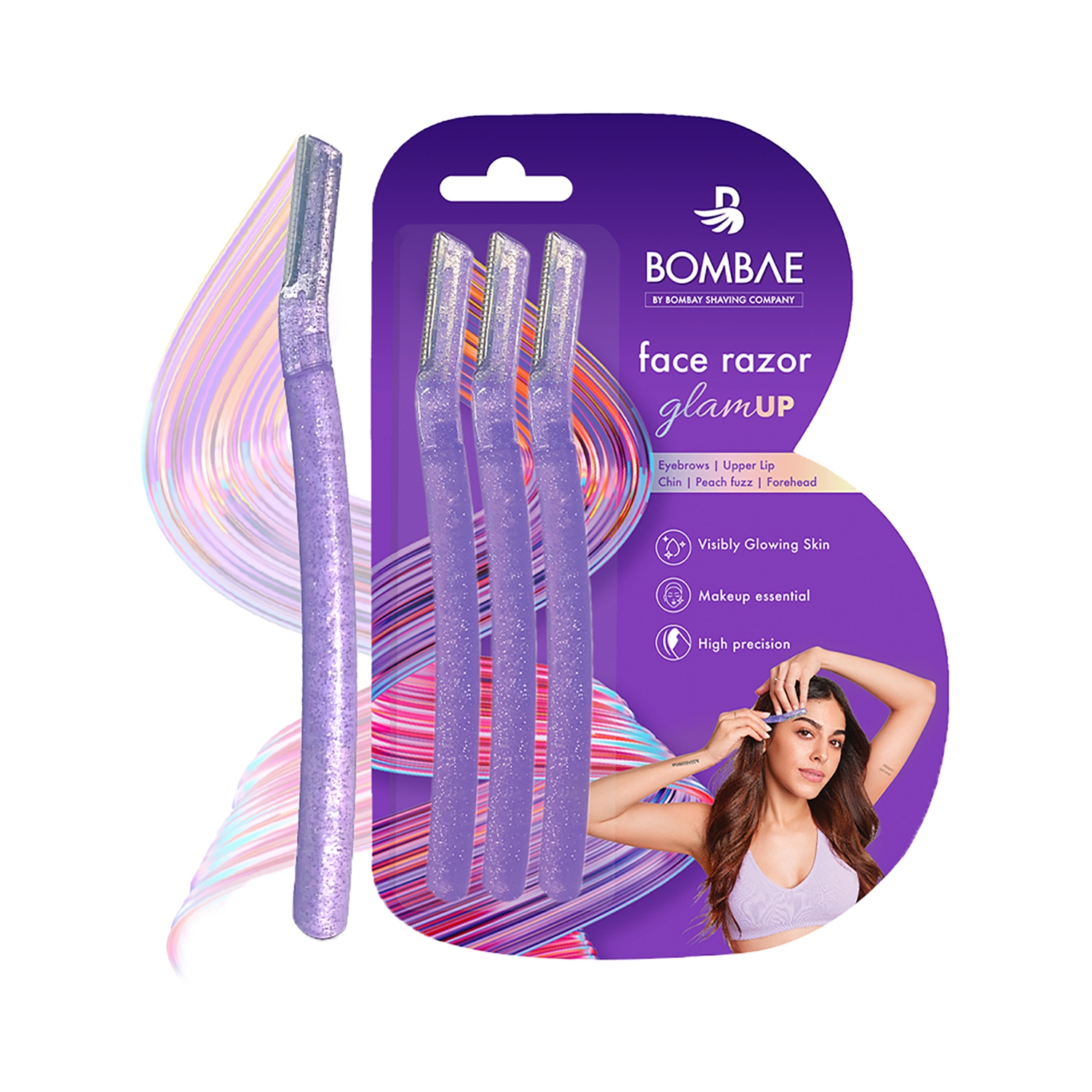 Bombae | Bombae GlamUP Reusable & Painless Beauty Face Razor - Purple (3Pcs)