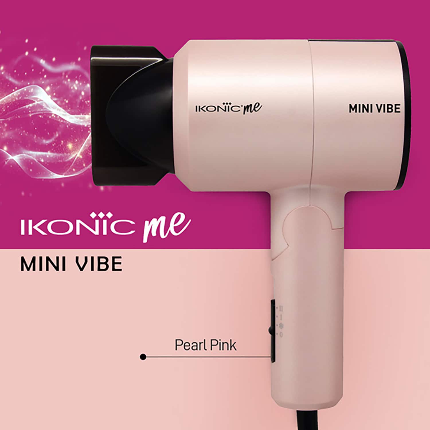 Ikonic Me | Ikonic Me Mini Vibe Hair Dryer - Black & Pearl Pink (1 pc)
