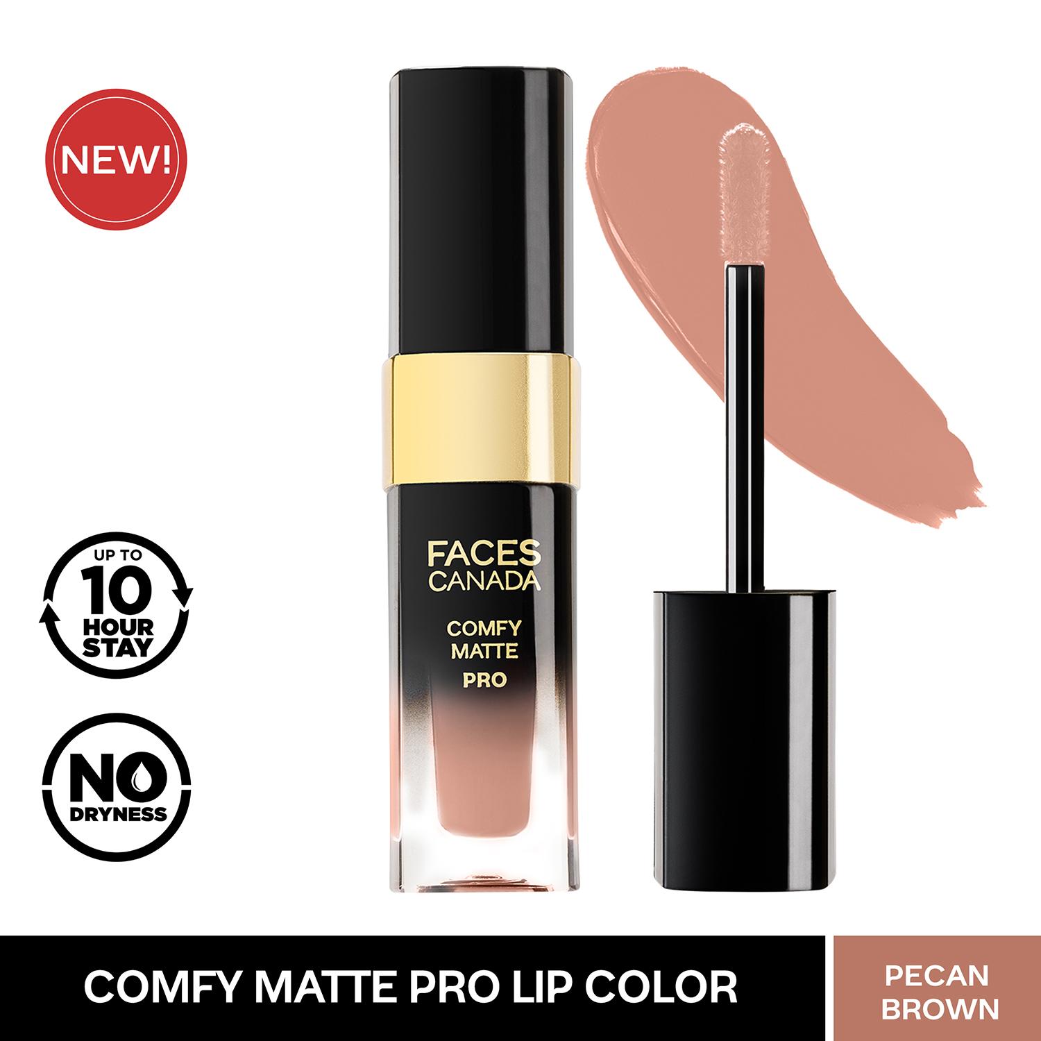 Faces Canada | Faces Canada Comfy Matte Pro Liquid Lipstick - Pecan Brown 15, 10HR Stay, No Dryness (5.5 ml)