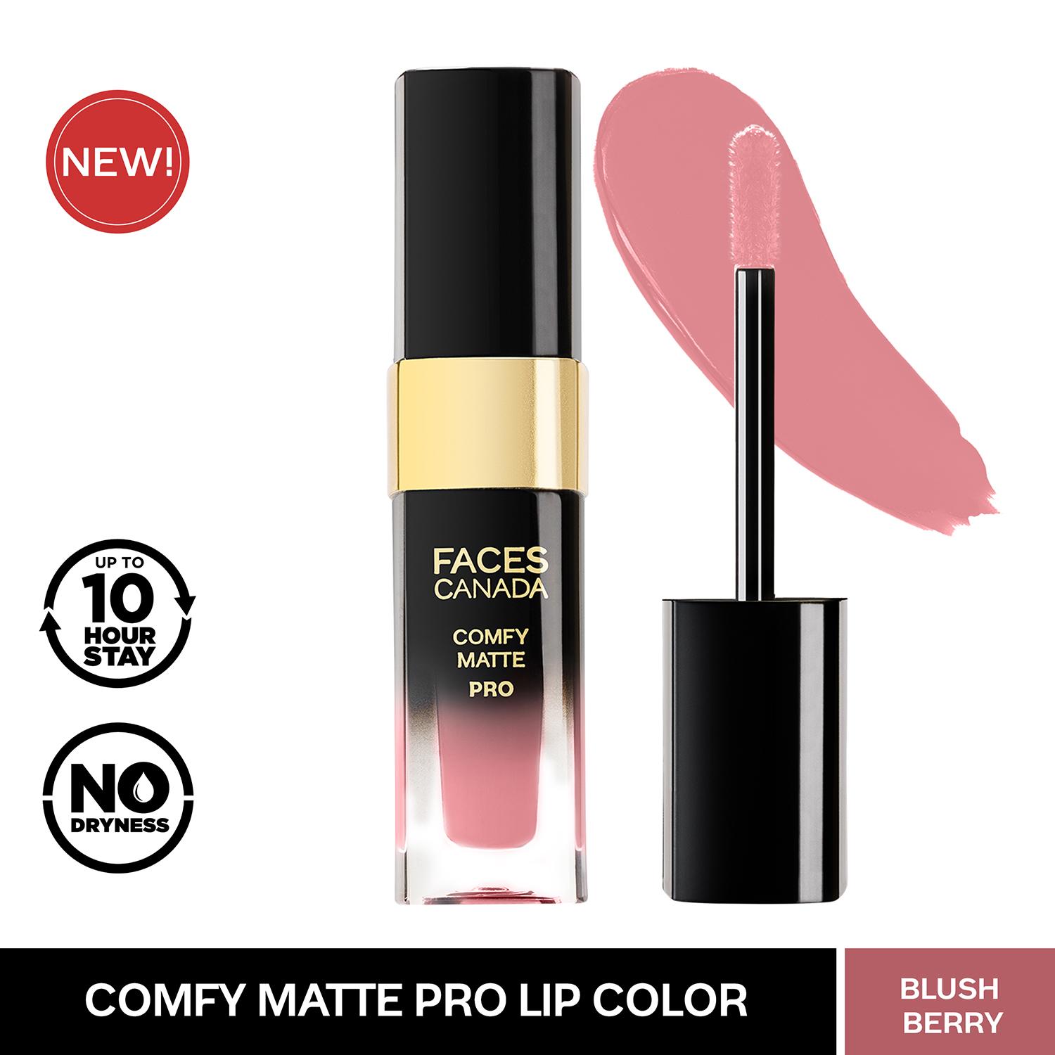 Faces Canada | Faces Canada Comfy Matte Pro Liquid Lipstick - Blush Berry 18, 10HR Stay, No Dryness (5.5 ml)