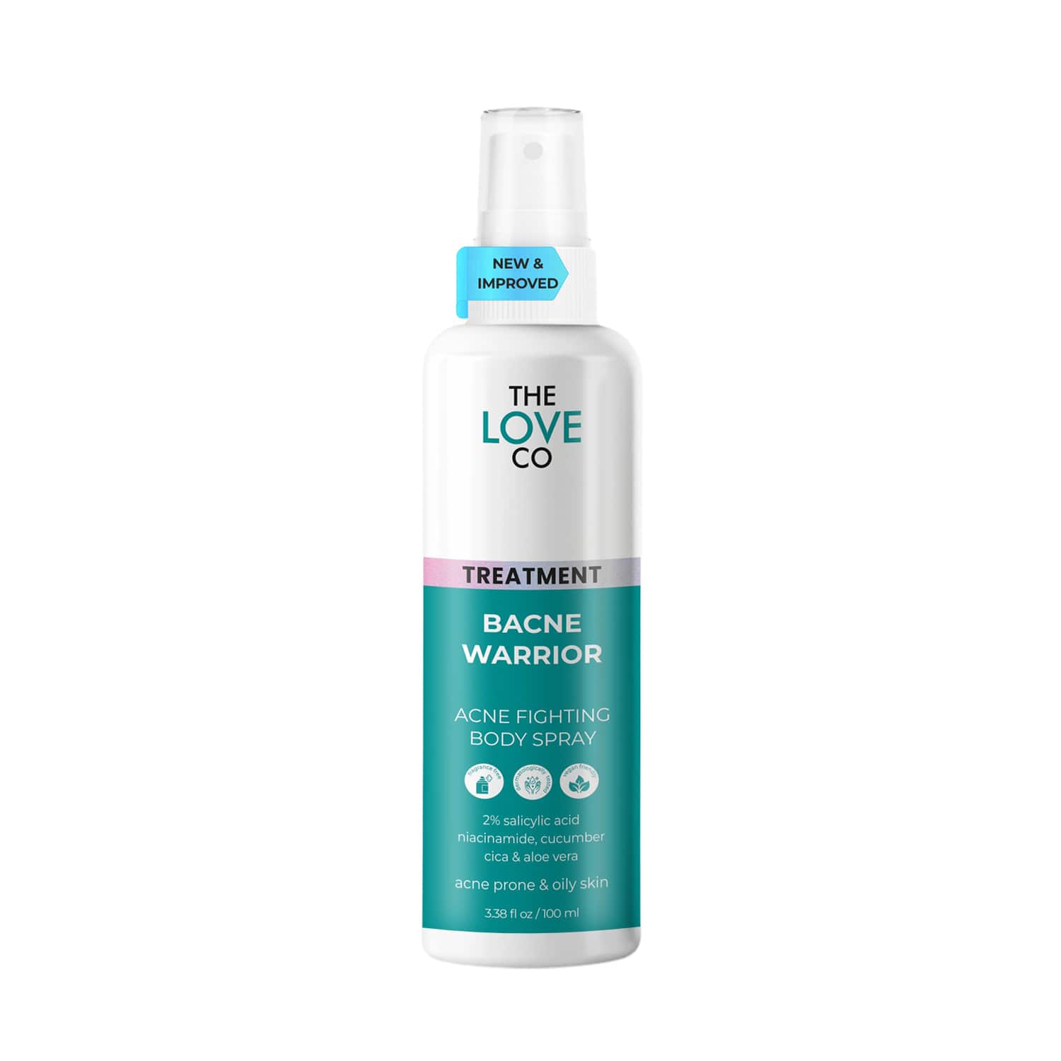 THE LOVE CO. | THE LOVE CO. Bacne Warrior Acne Fighting Body Spray With 02% Salicylic Acid + Niacinamide (100ml)