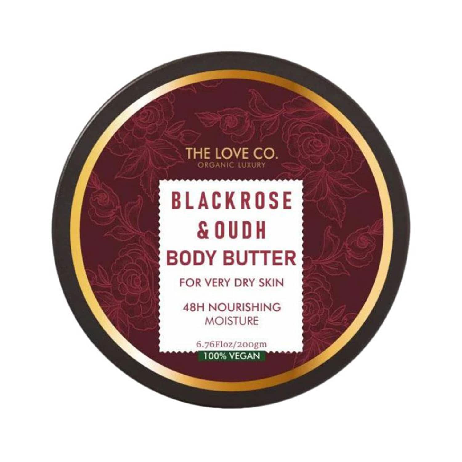 THE LOVE CO. | The Love Co. Black Rose & Oud Body Butter 48 Hour Intense Hydrating Shea Body Butter (200 g)