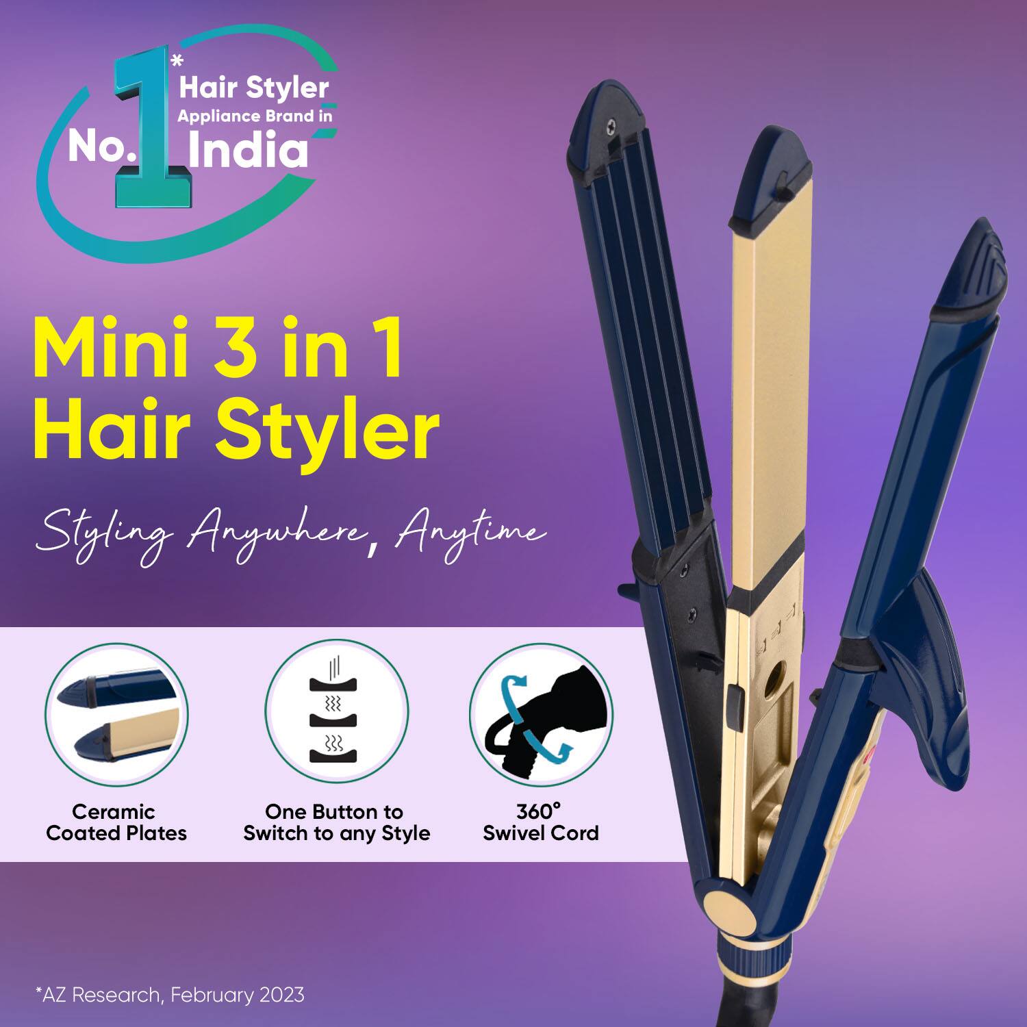 Buy Vega 3 in 1 Mini Hair Styler Mini Hair Straightener Curler Crimper for Women VHSCC 06 549 g Vega Tira Shop Makeup Skin Hair Beauty Products Online www.tirabeauty