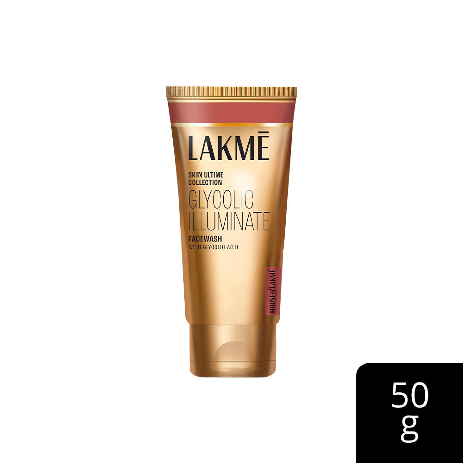 Lakme | Lakme Glycolic Illuminate Facewash with Glycolic Acid for Gentle Exfoliation & Illuminated Skin (50 g)