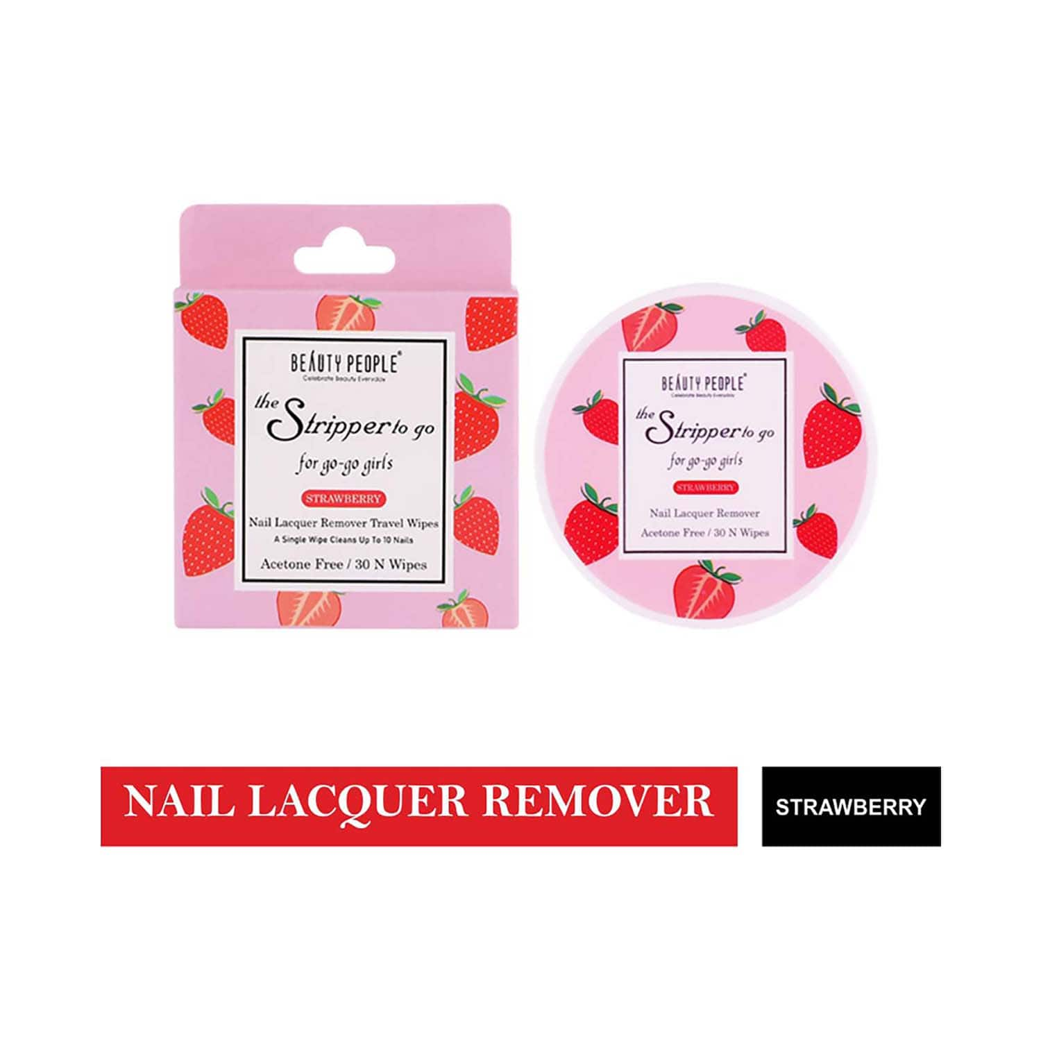 Beauty People | Beauty People The Stripper To The Go Nail Polish Remover Travel Pads - Strawberry (30Pcs)