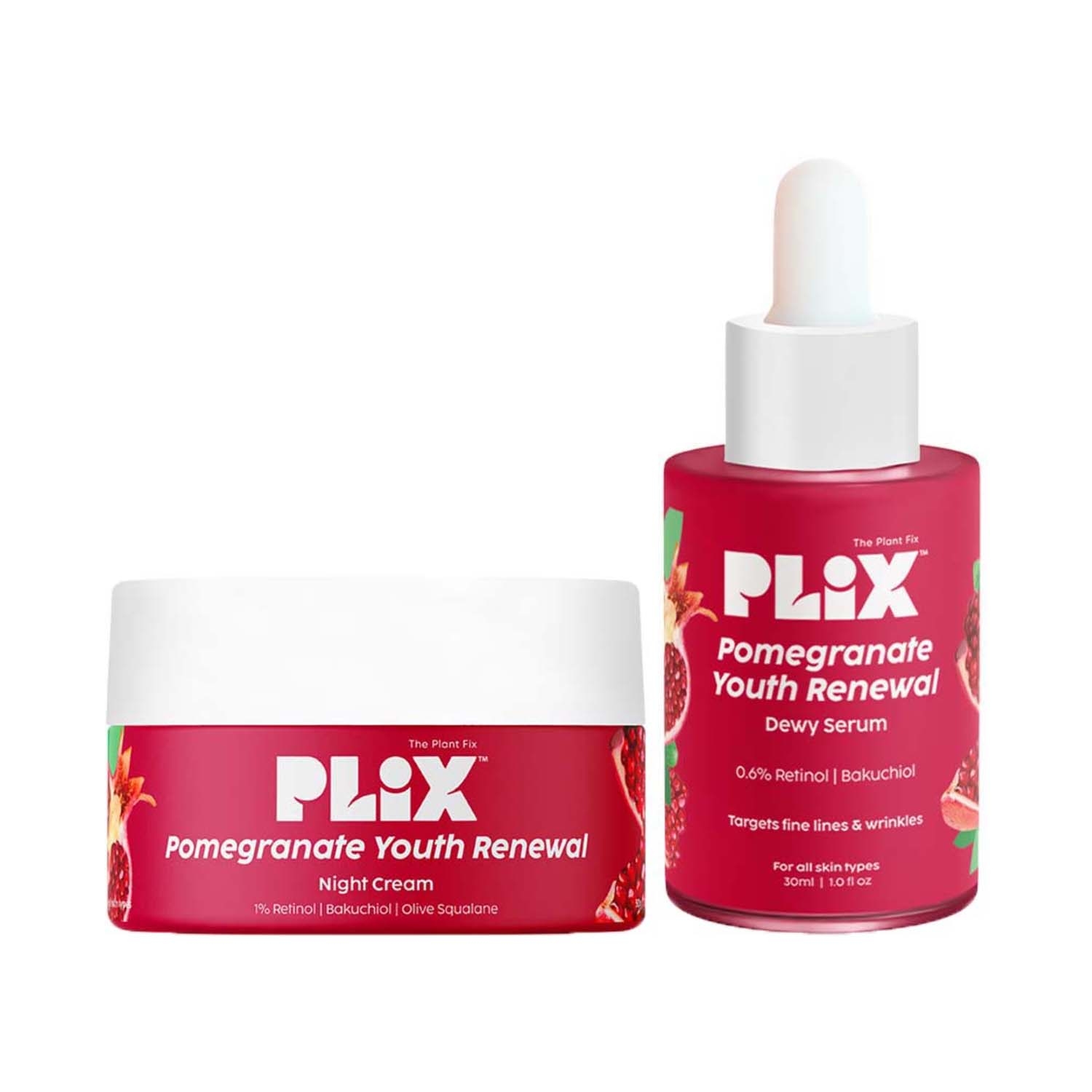 Plix The Plant Fix | Plix The Plant Fix Pomegranate Youth Renewal Night Cream And Dewy Serum - (2 Pcs)