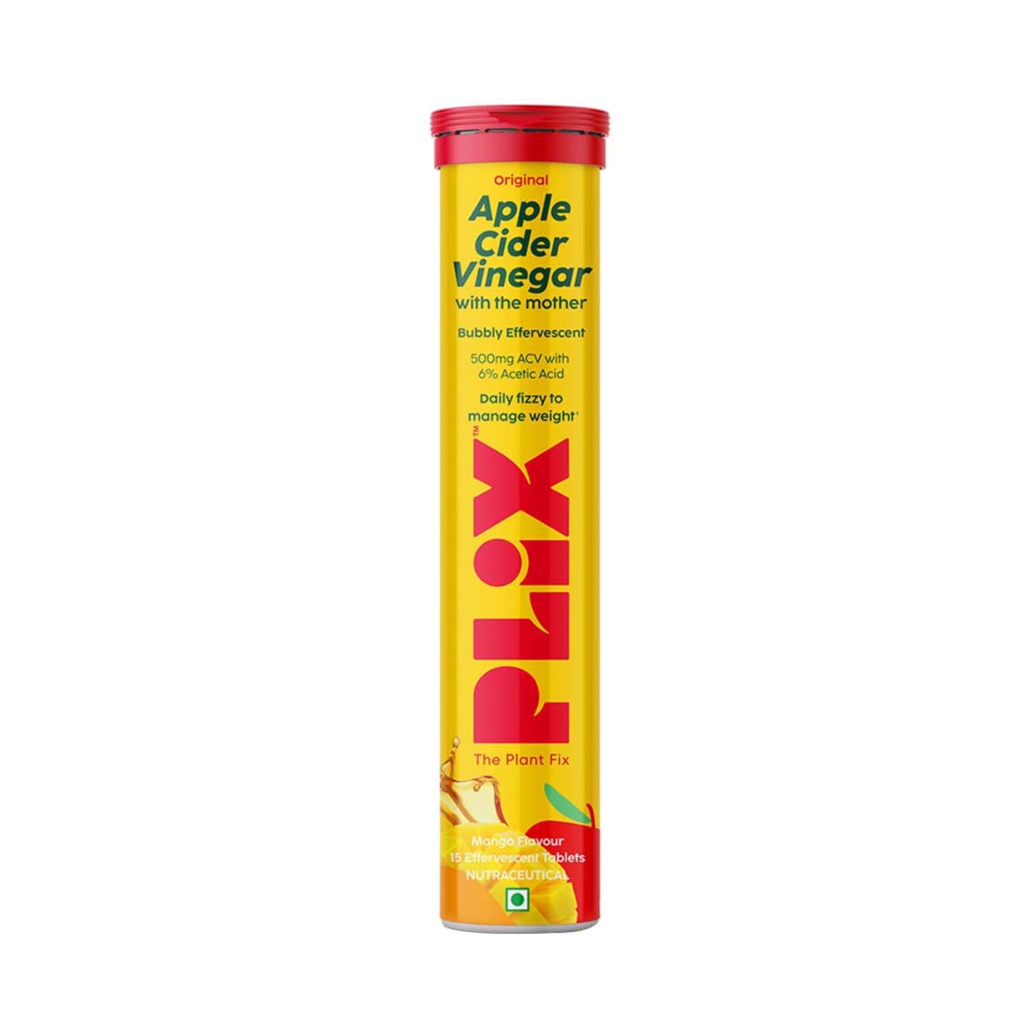 Plix The Plant Fix | Plix The Plant Fix Apple Cider Vinegar Effervescent Tablets With Mother For Weight Loss - (15 Pcs)