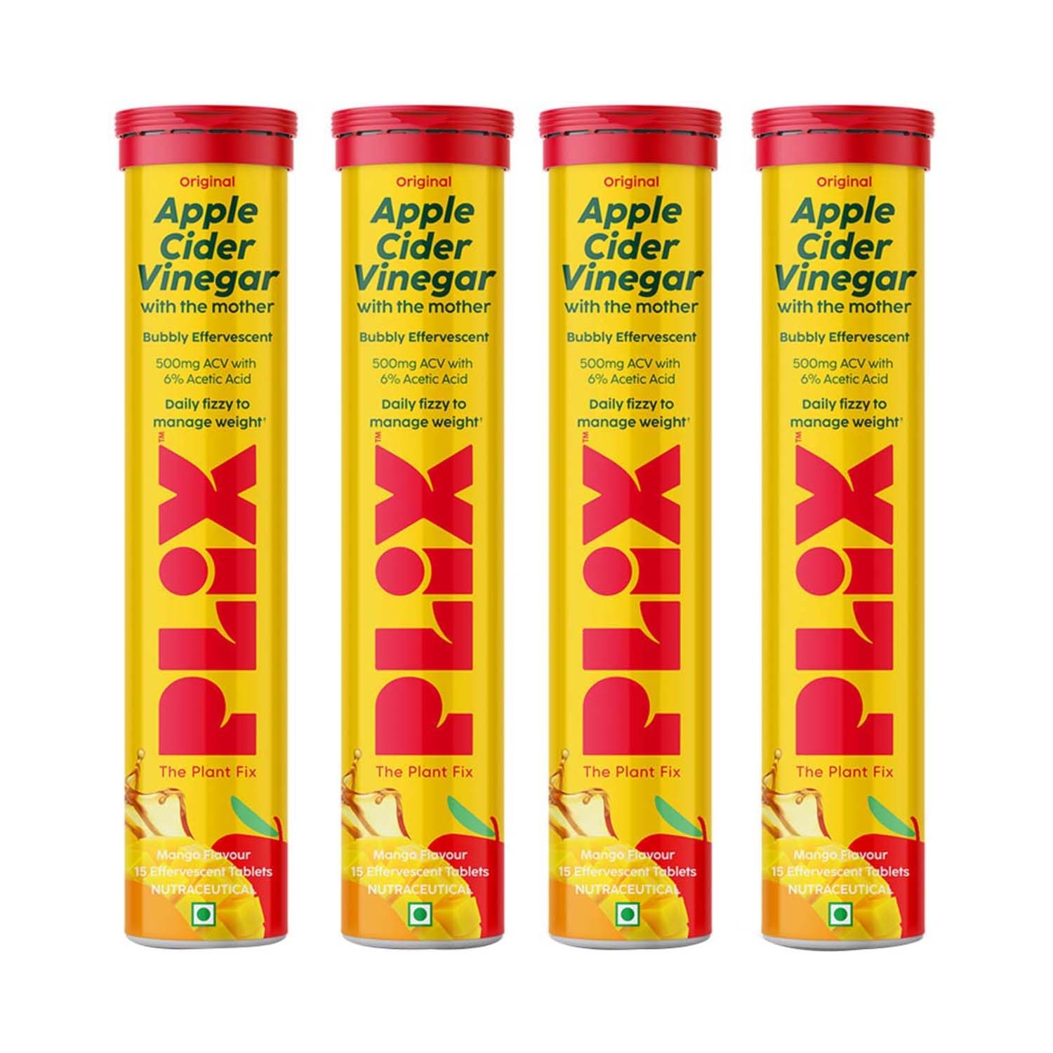 Plix The Plant Fix | Plix The Plant Fix Apple Cider Vinegar Effervescent Tablets With Mother For Weight Loss - (60 Pcs)
